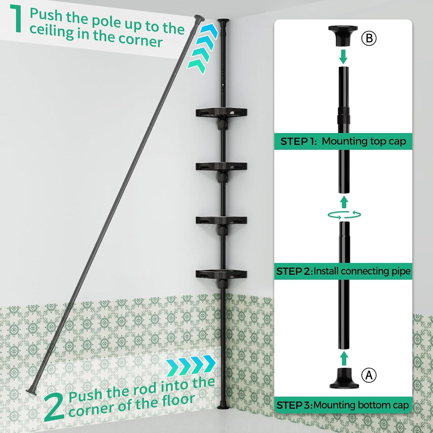 Organizador de Ducha de Esquina Shuang Qing 4 Niveles Ajustable