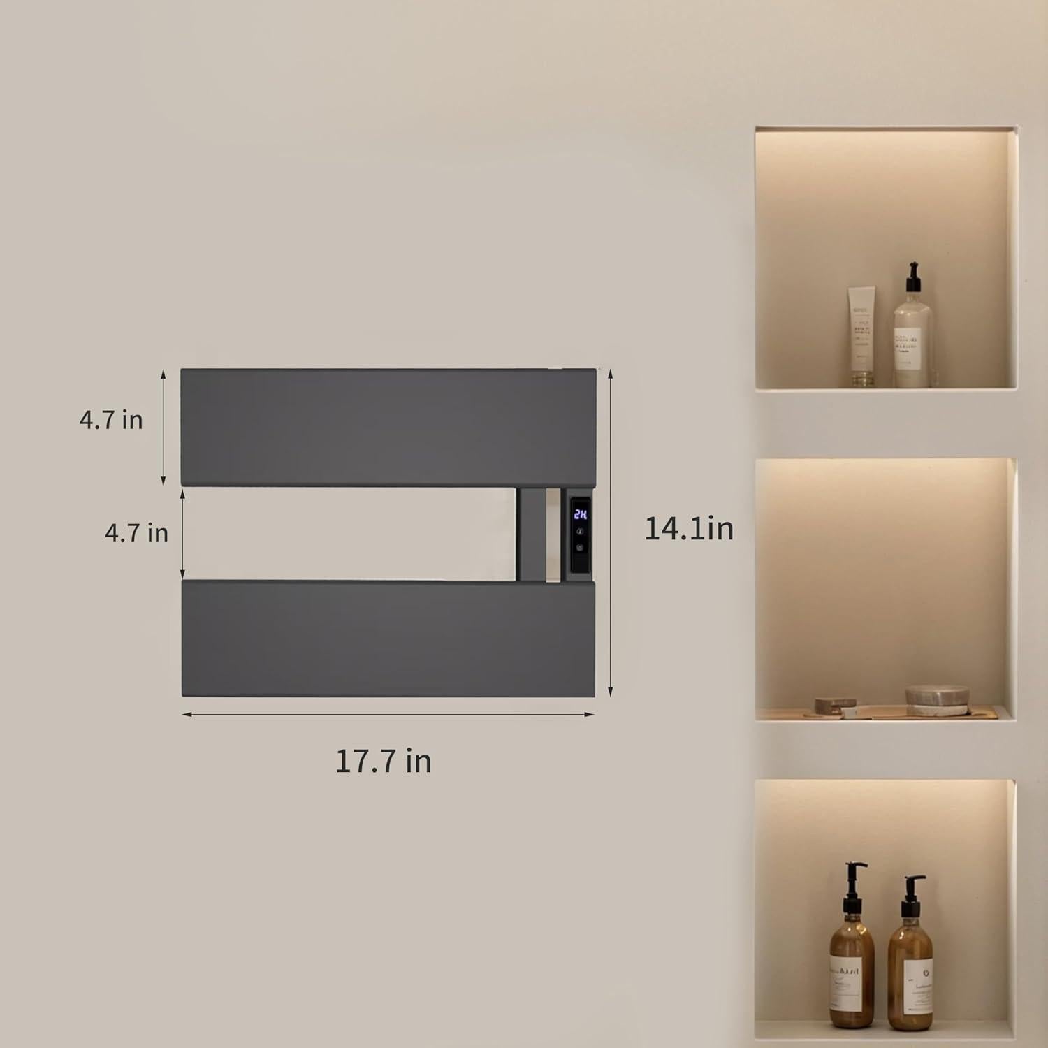 Soporte de Toallas Calentado Eléctrico EIKANIOS 2Bar Negro