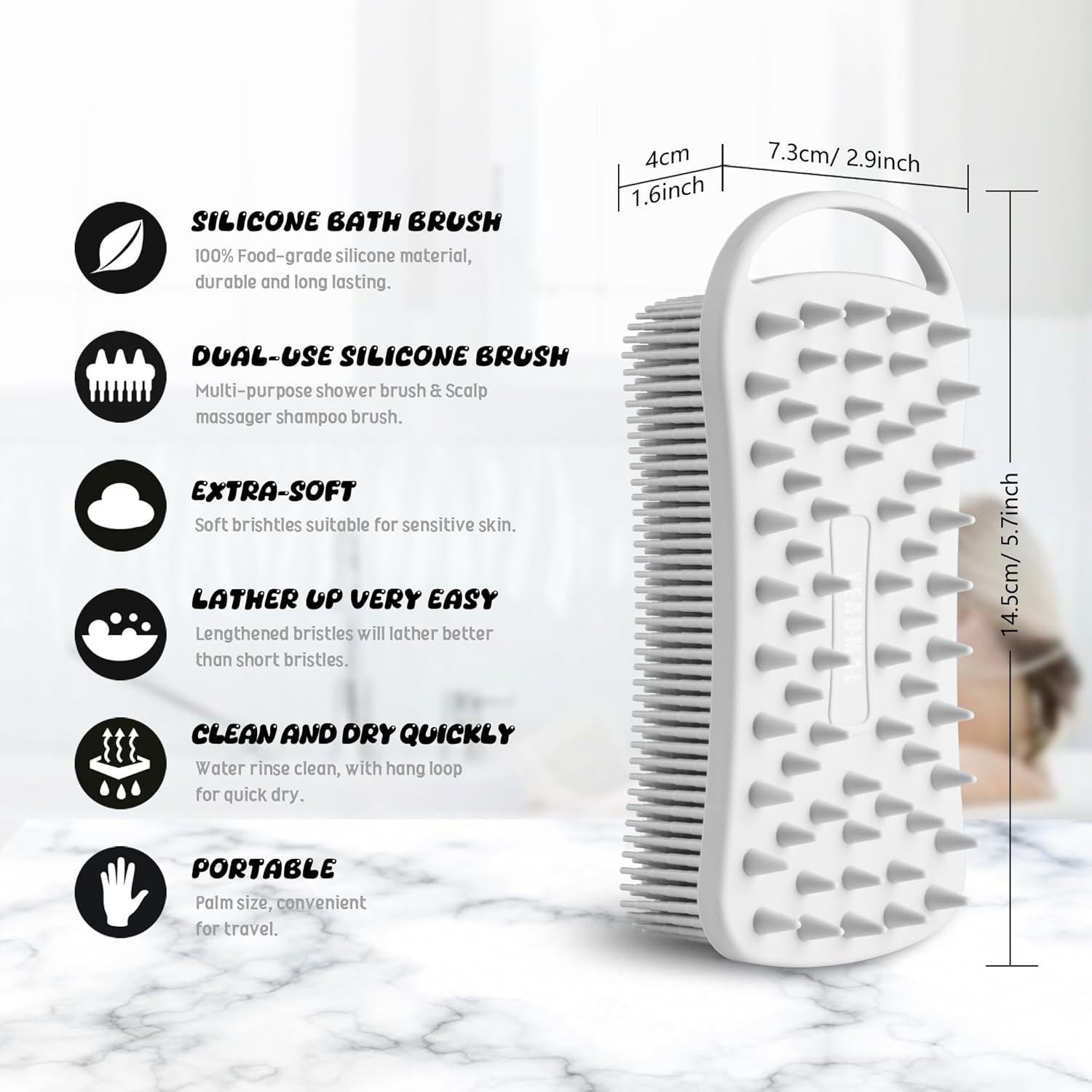 Cepillo Exfoliante de Silicona YEADMAL Doble Uso Gris