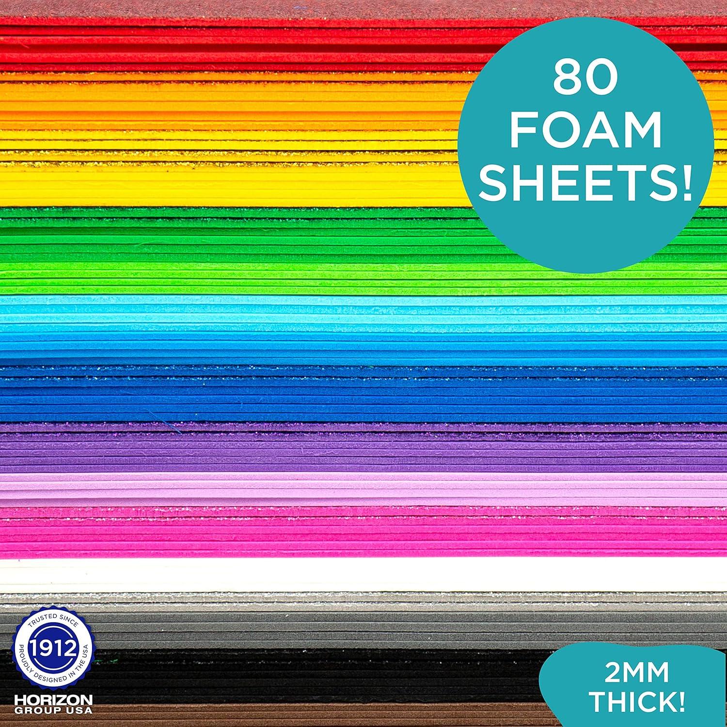 Paquete de 80 Hojas de Espuma de Colores Brillantes Horizon