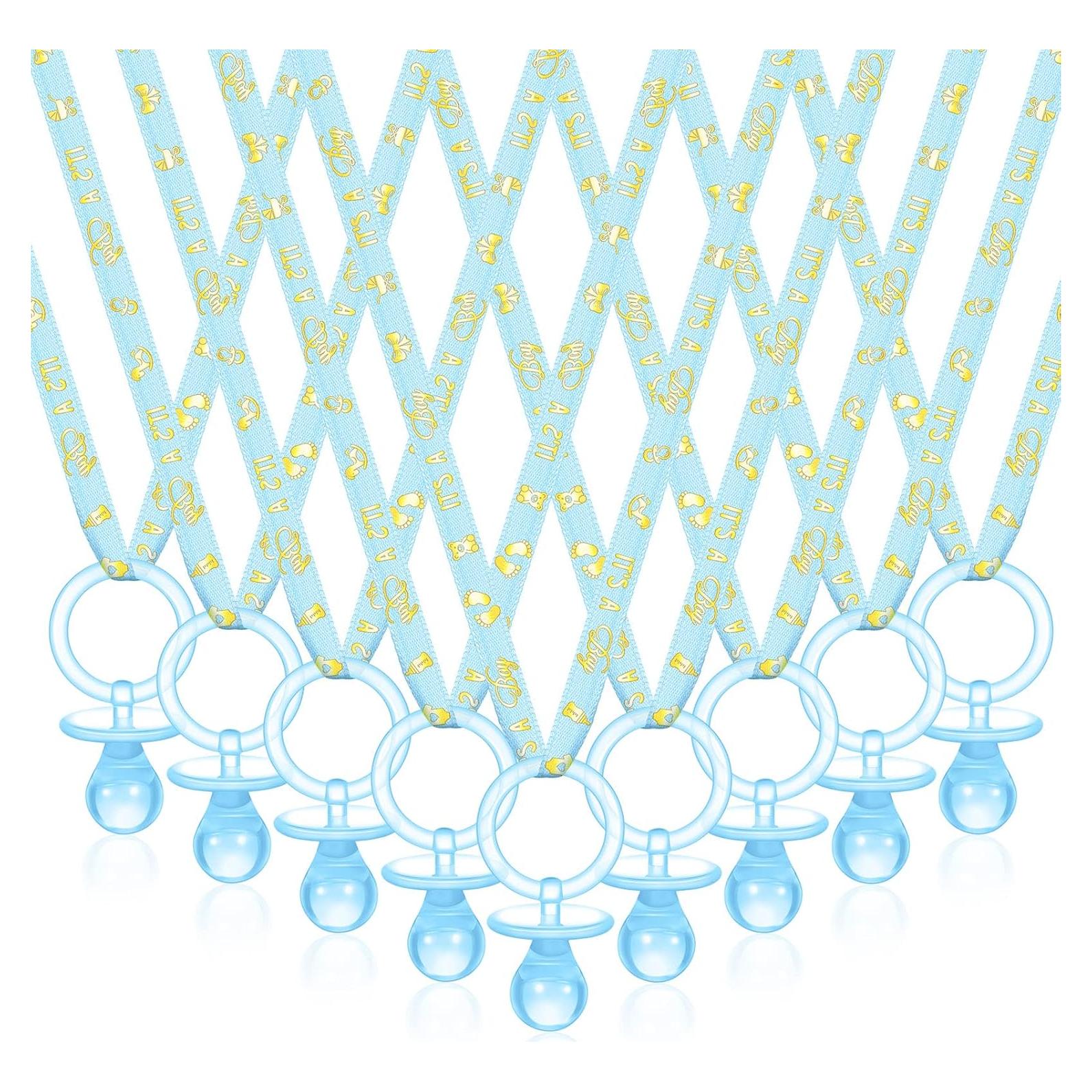 Collares de Chupón Baby Shower Niña Azul 36 Pcs Acrílico