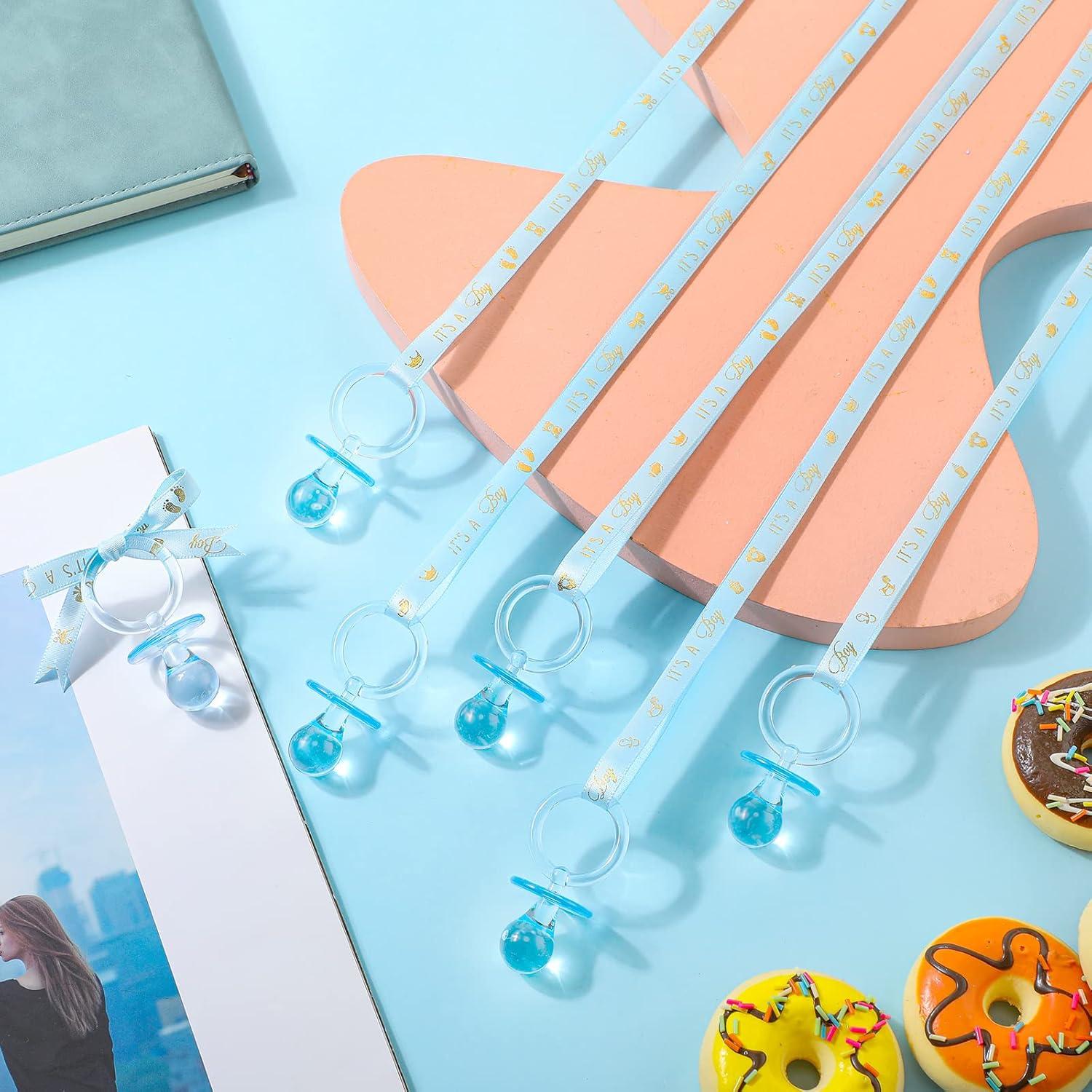 Collares de Chupón Baby Shower Niña Azul 36 Pcs Acrílico