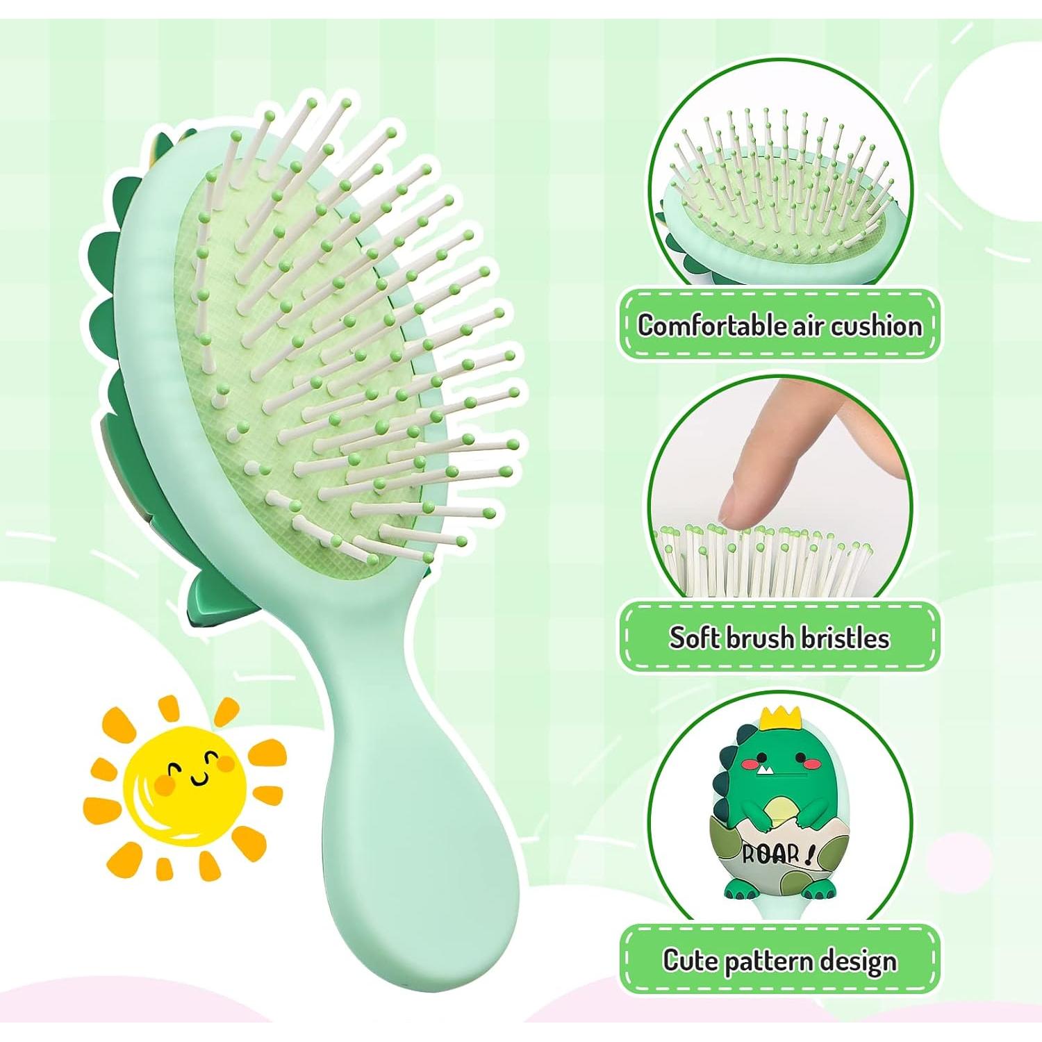 Cepillo Desenredante para Niños Dinosaurs Verde - Mini