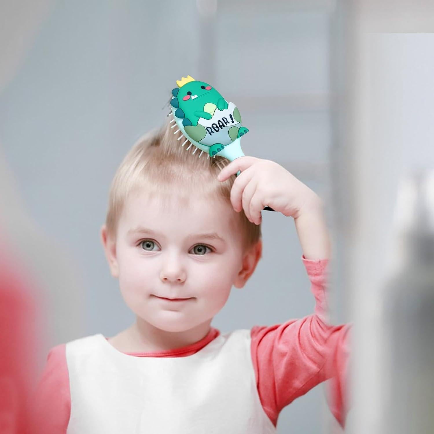 Cepillo Desenredante para Niños Dinosaurs Verde - Mini