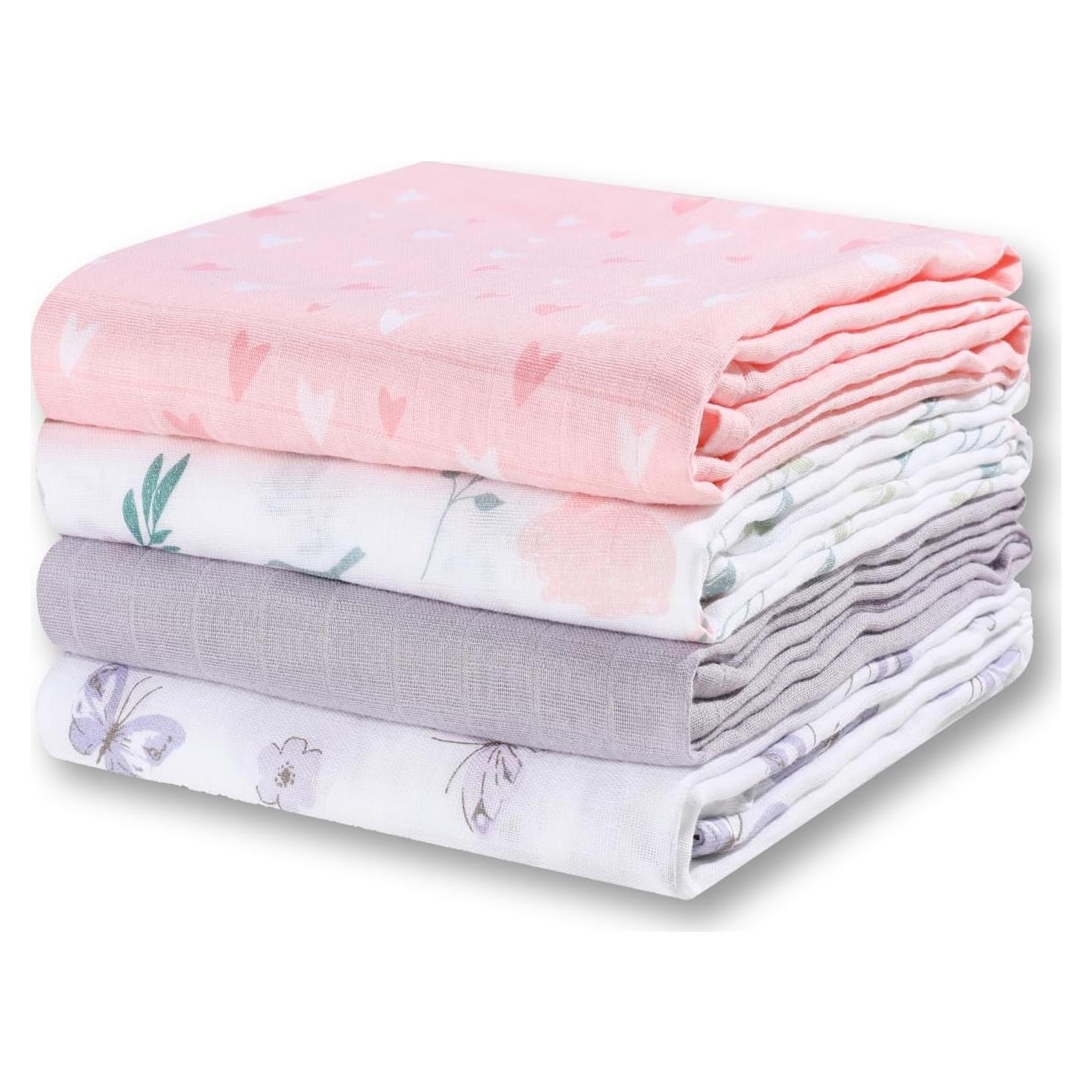 Mantas de Muselina Little Grape Land 120x120cm 4 Paquete