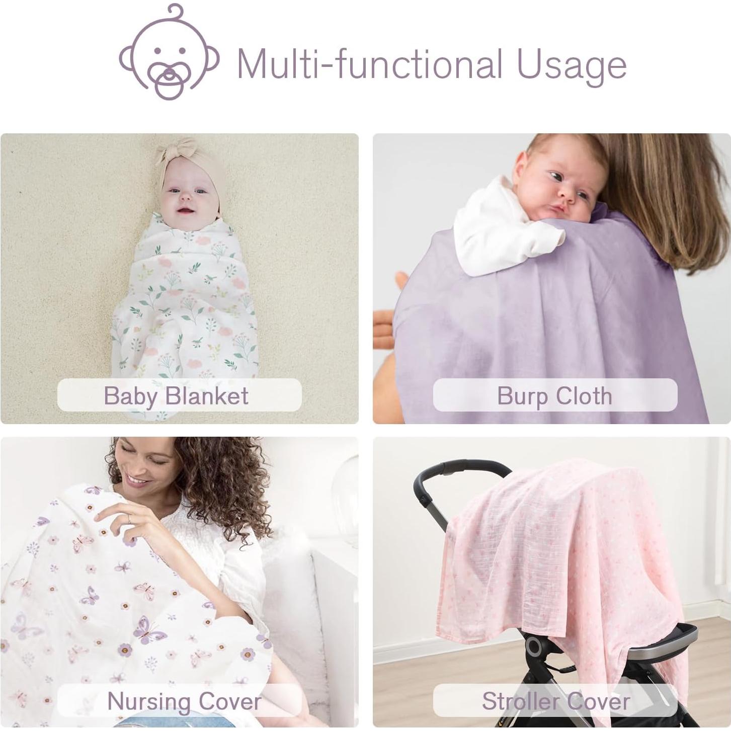 Mantas de Muselina Little Grape Land 120x120cm 4 Paquete