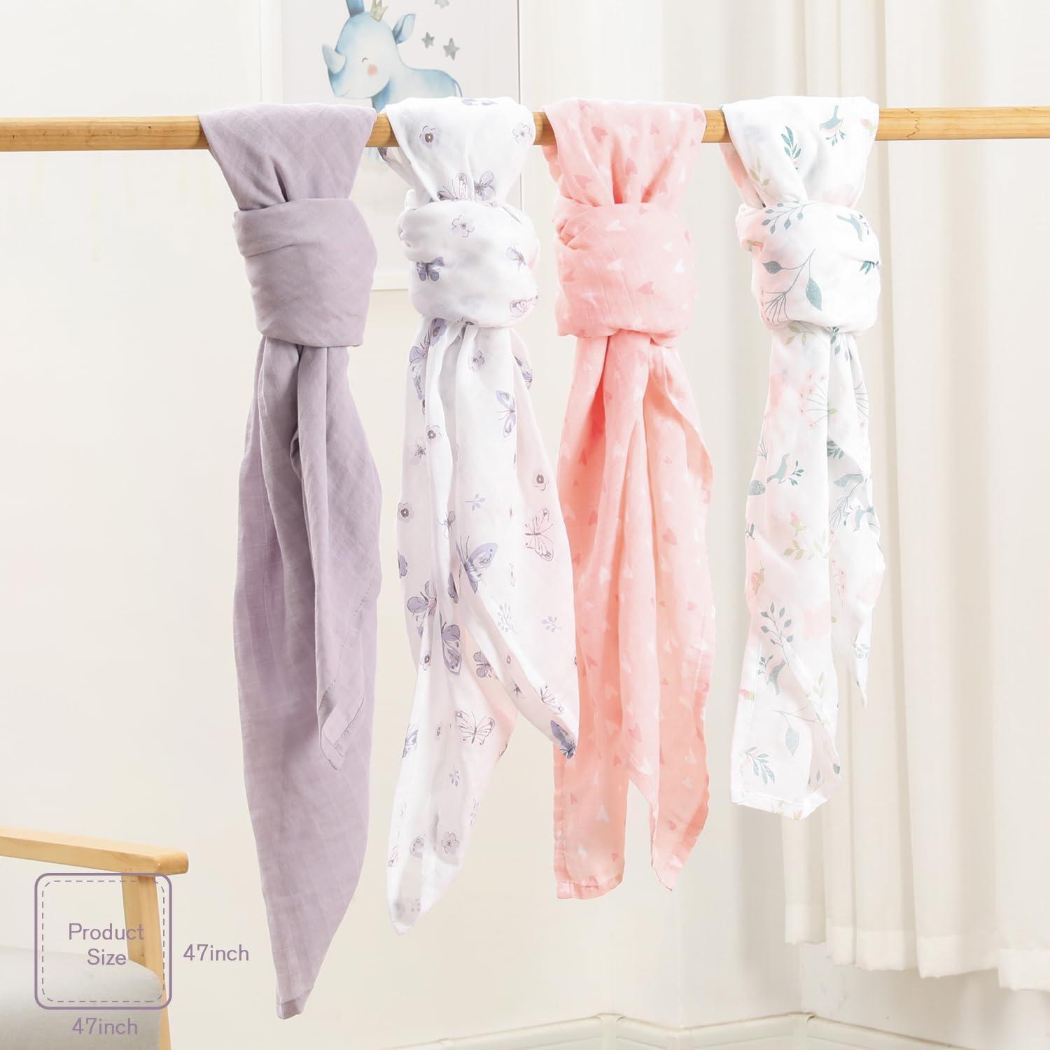 Mantas de Muselina Little Grape Land 120x120cm 4 Paquete