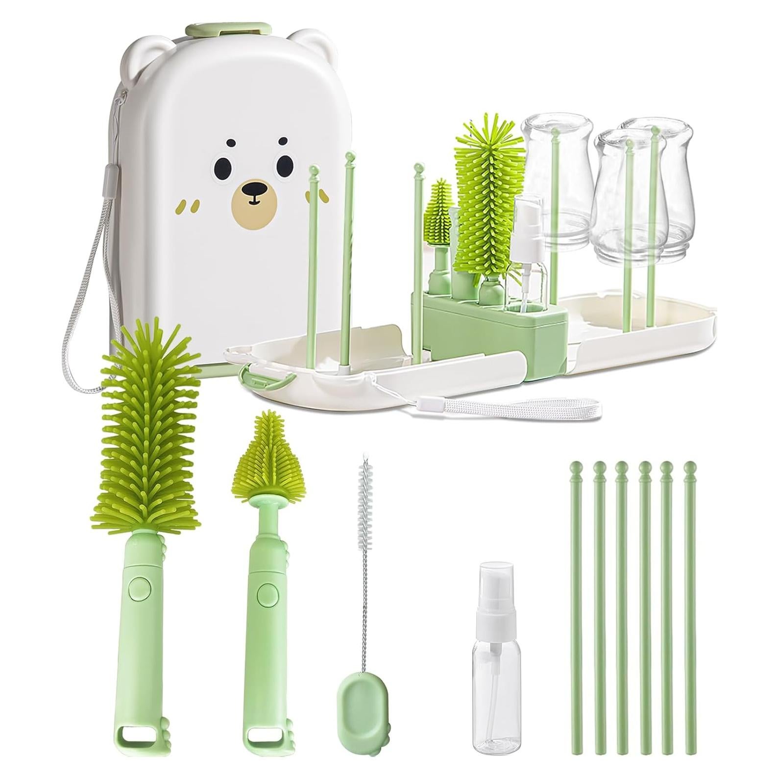 Kit de Limpieza de Botellas de Viaje Detsuk 6 en 1 Verde