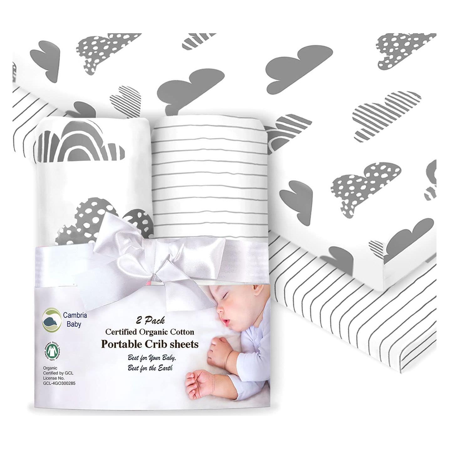 Sábanas Ajustadas 100% Algodón Orgánico Cambria Baby 2 Pk