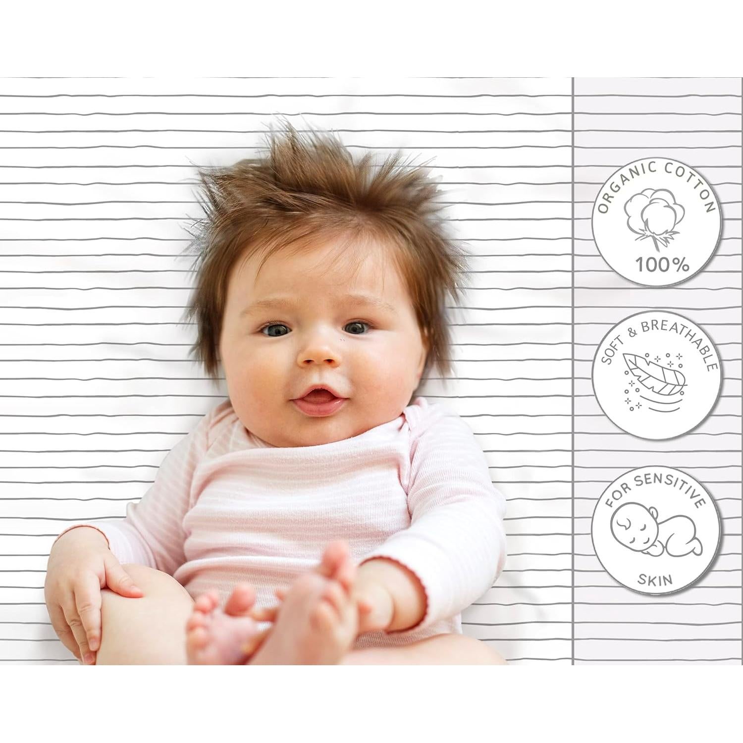 Sábanas Ajustadas 100% Algodón Orgánico Cambria Baby 2 Pk