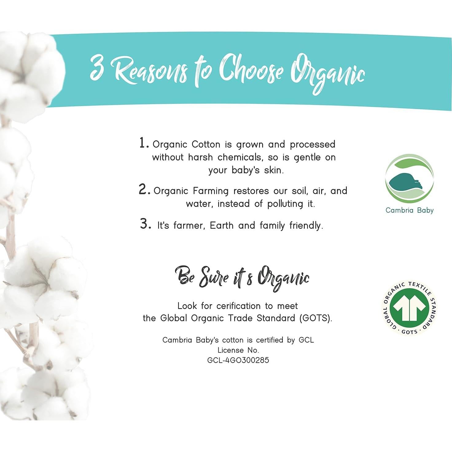 Sábanas Ajustadas 100% Algodón Orgánico Cambria Baby 2 Pk