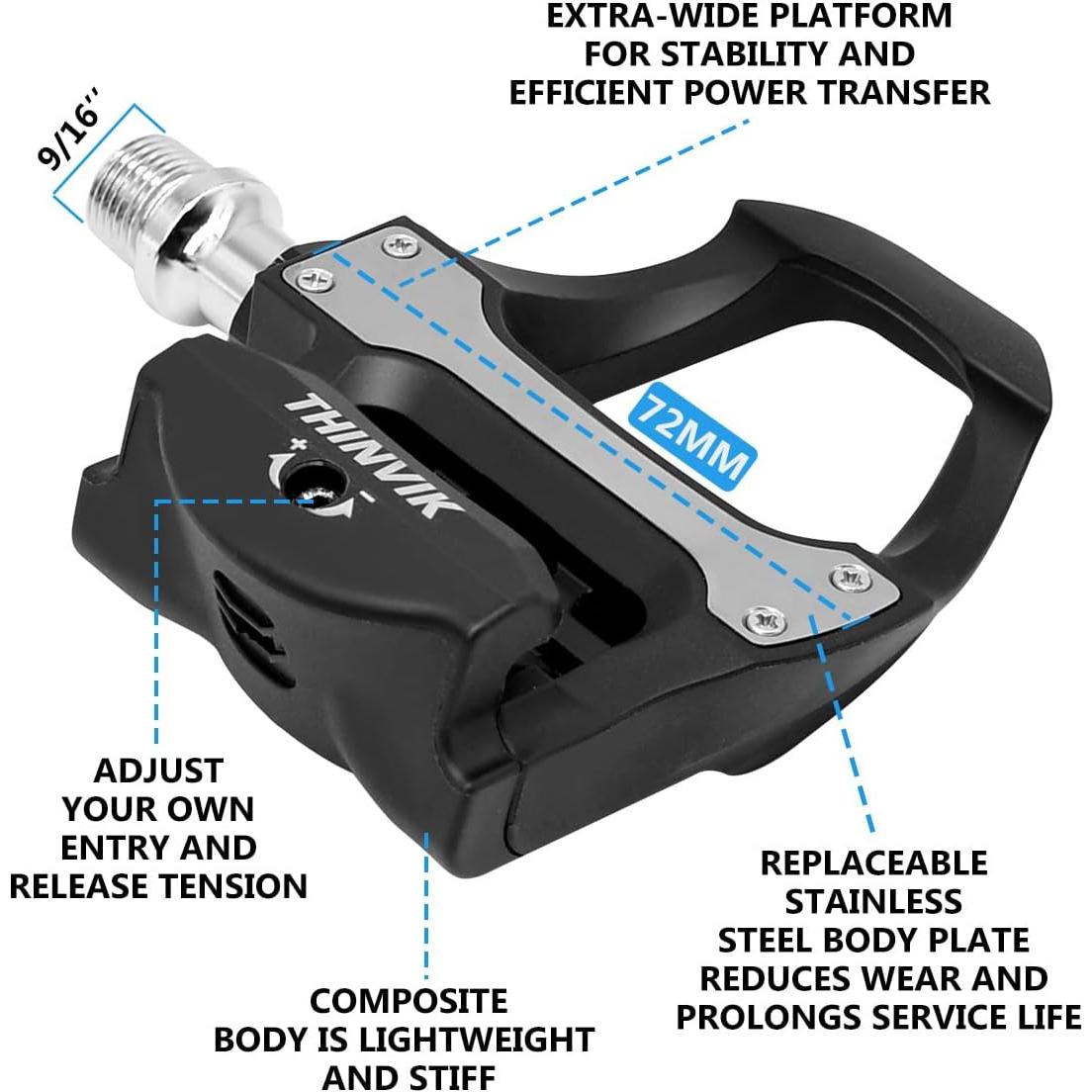 Pedales de Ciclismo Thinvik PD-CP-SPDSL-PC53 con Calas Shimano SPD SL