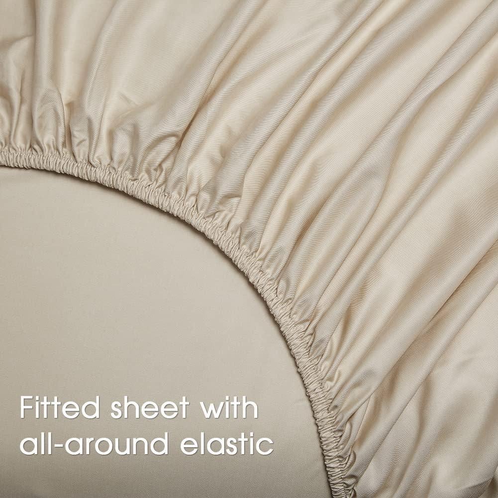 Juego de Sábanas Queen HYPREST Beige - Rayón de Bambú Suave