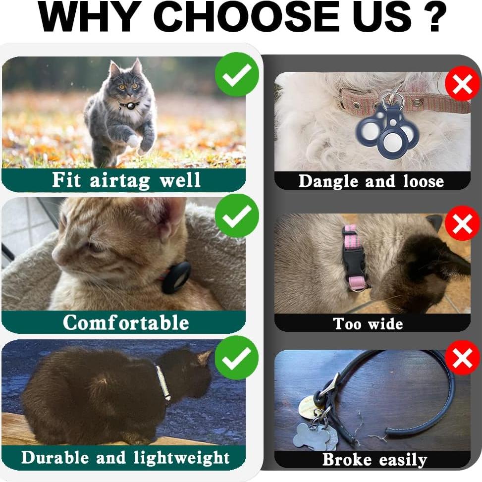 Collar Reflectante para Gato Dgerp con Soporte para AirTag Rosa