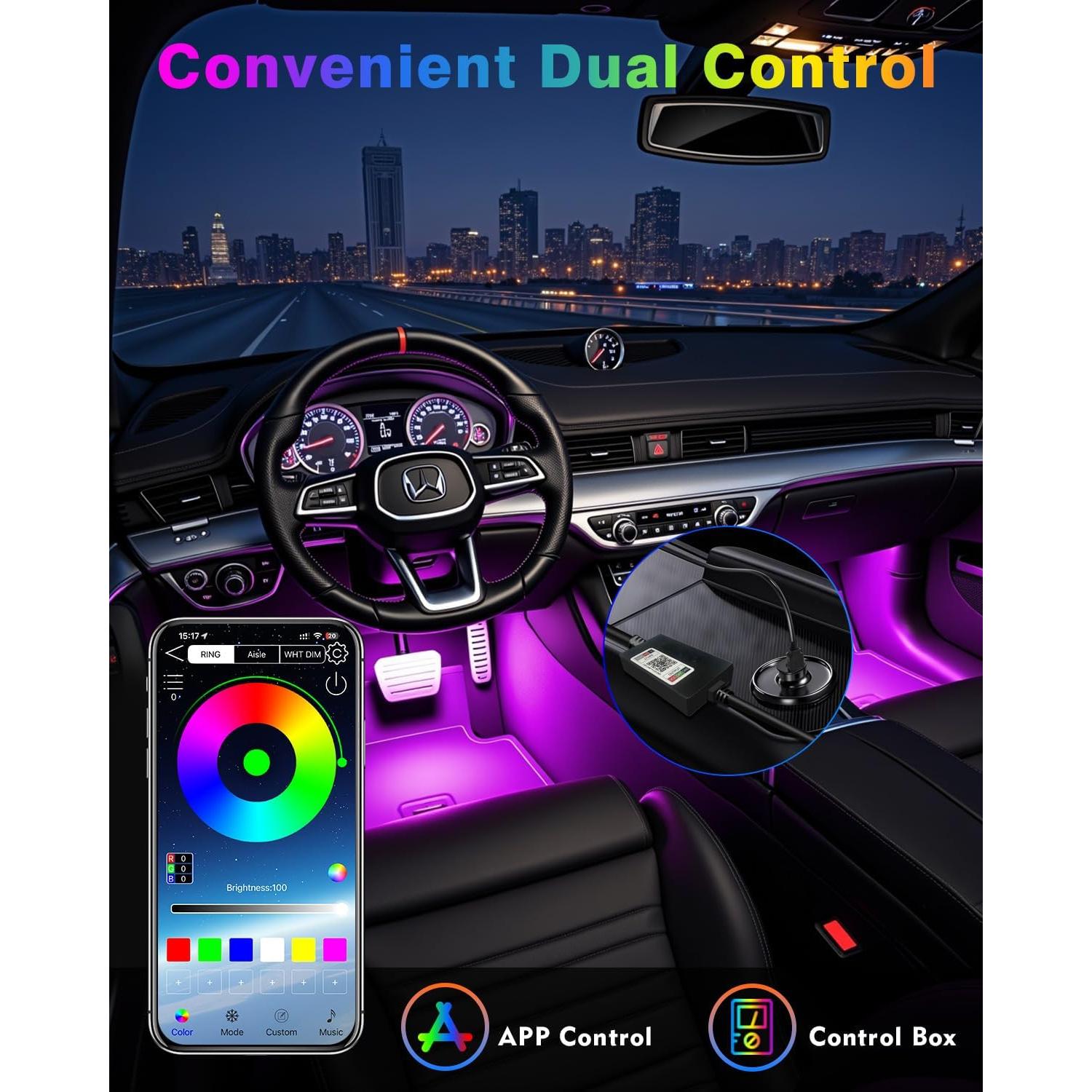 Luces LED de tira DUOFU365 para automóviles RGB USB 12V