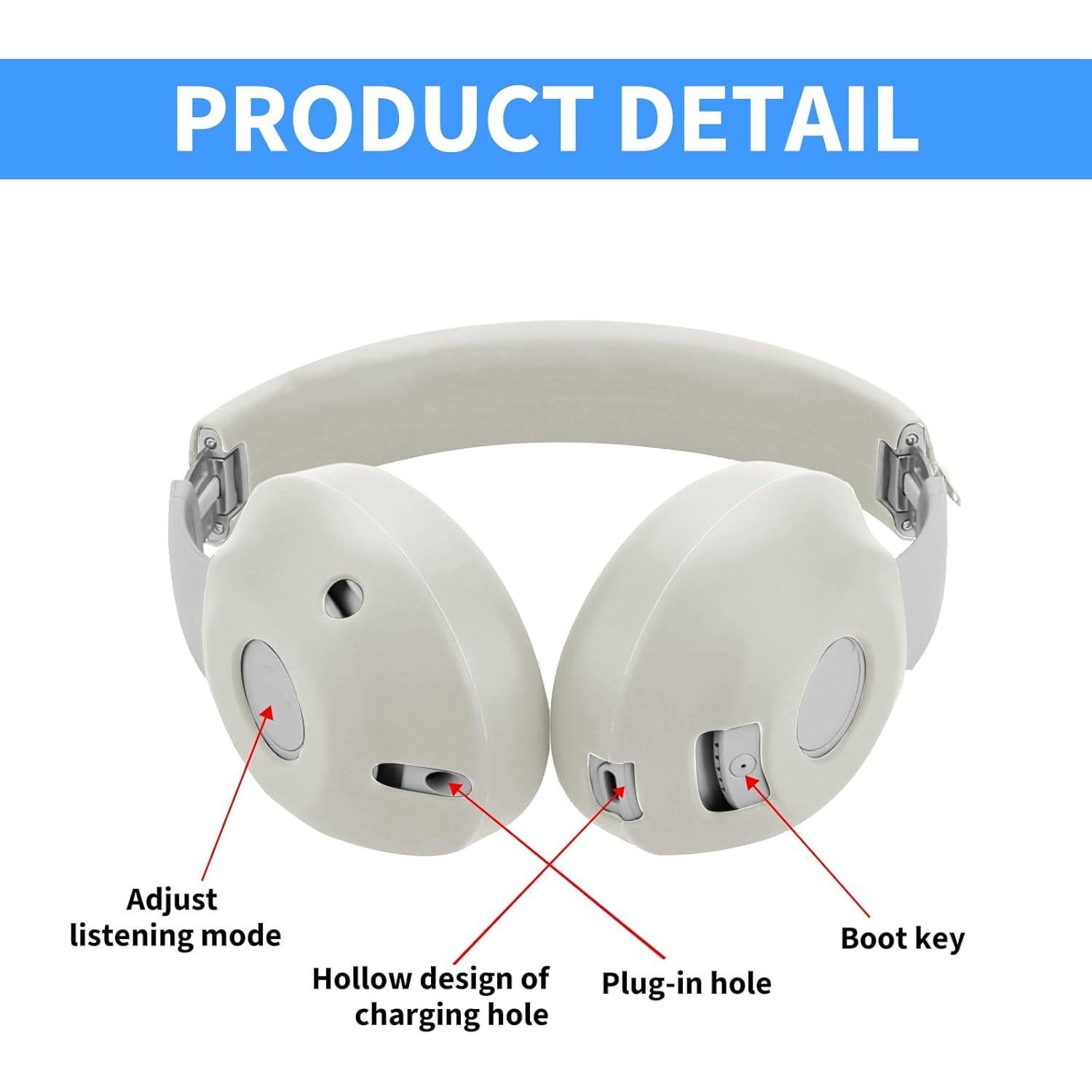 Cubiertas de Silicona Adhiper para Auriculares Beats Studio Pro - Beige