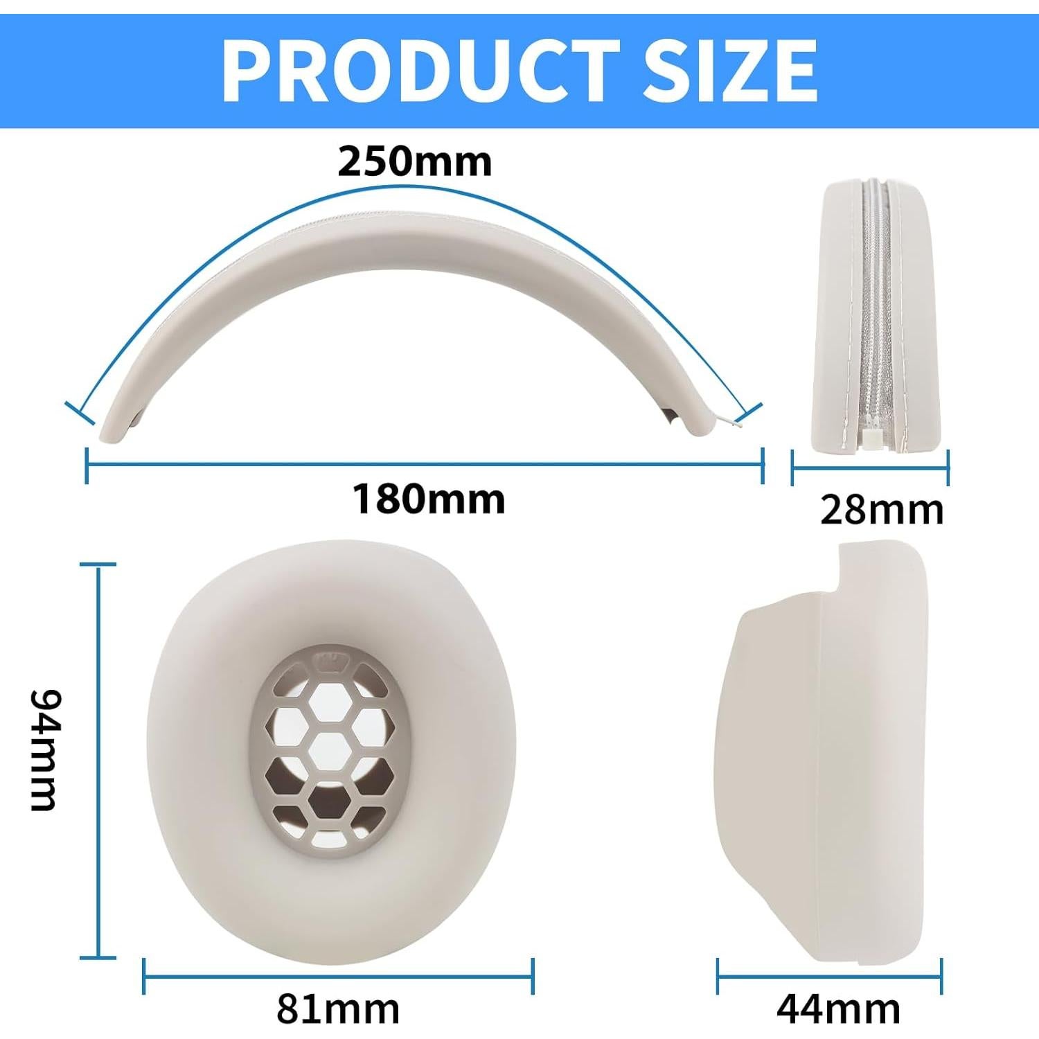 Cubiertas de Silicona Adhiper para Auriculares Beats Studio Pro - Beige