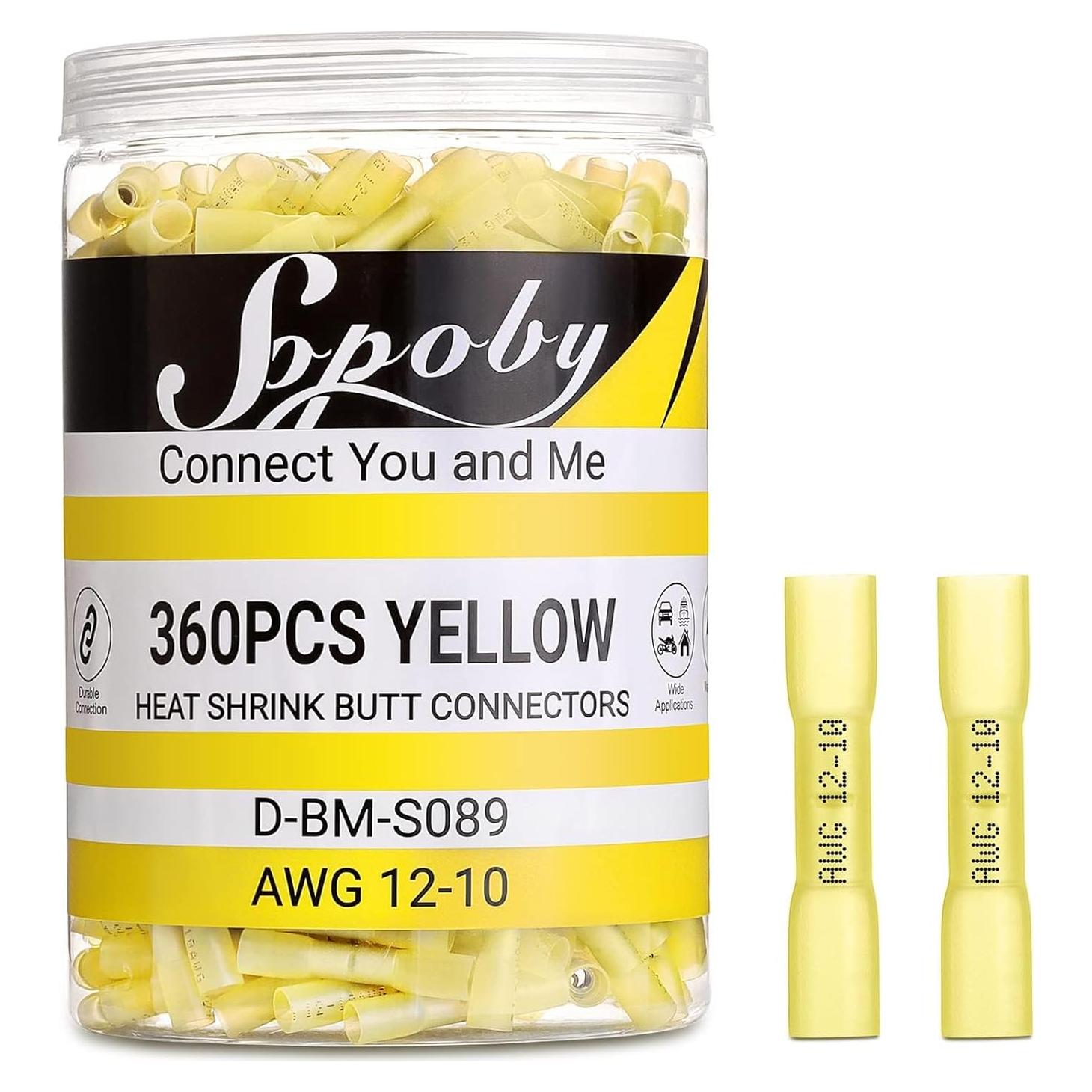 Conectores de Empalme Termocontraíbles Sopoby 360PCS Amarillo 12-10 AWG
