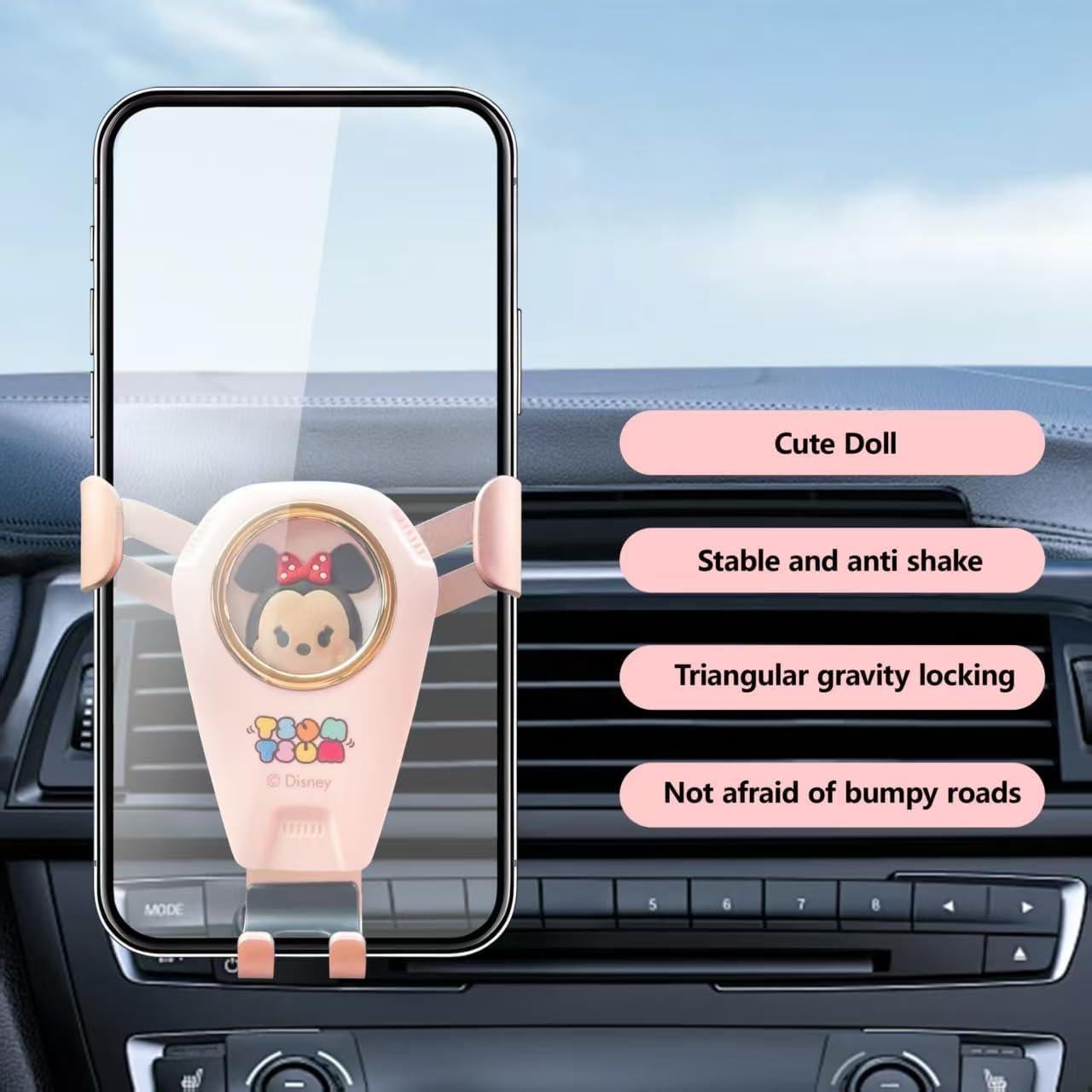 Soporte para teléfono Mickey para auto, clip de ventilación ajustable