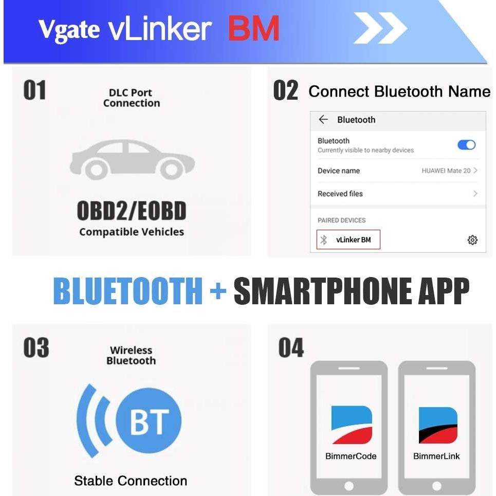Lector de Códigos OBD2 Bluetooth Vgate vLinker BM para Android y Windows