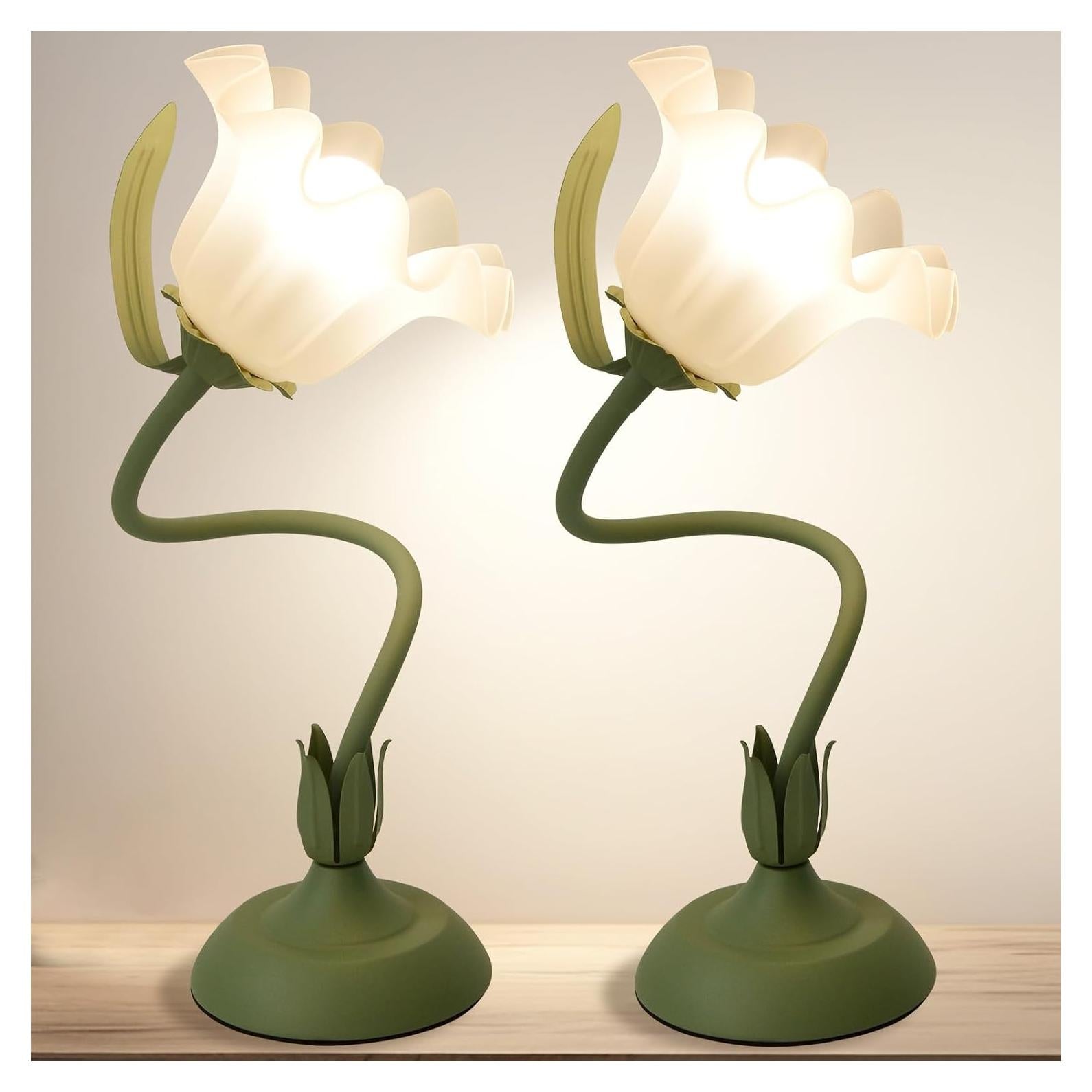 Lámpara de Mesa Floral Vintage 2Pack con 3 Brillos E26