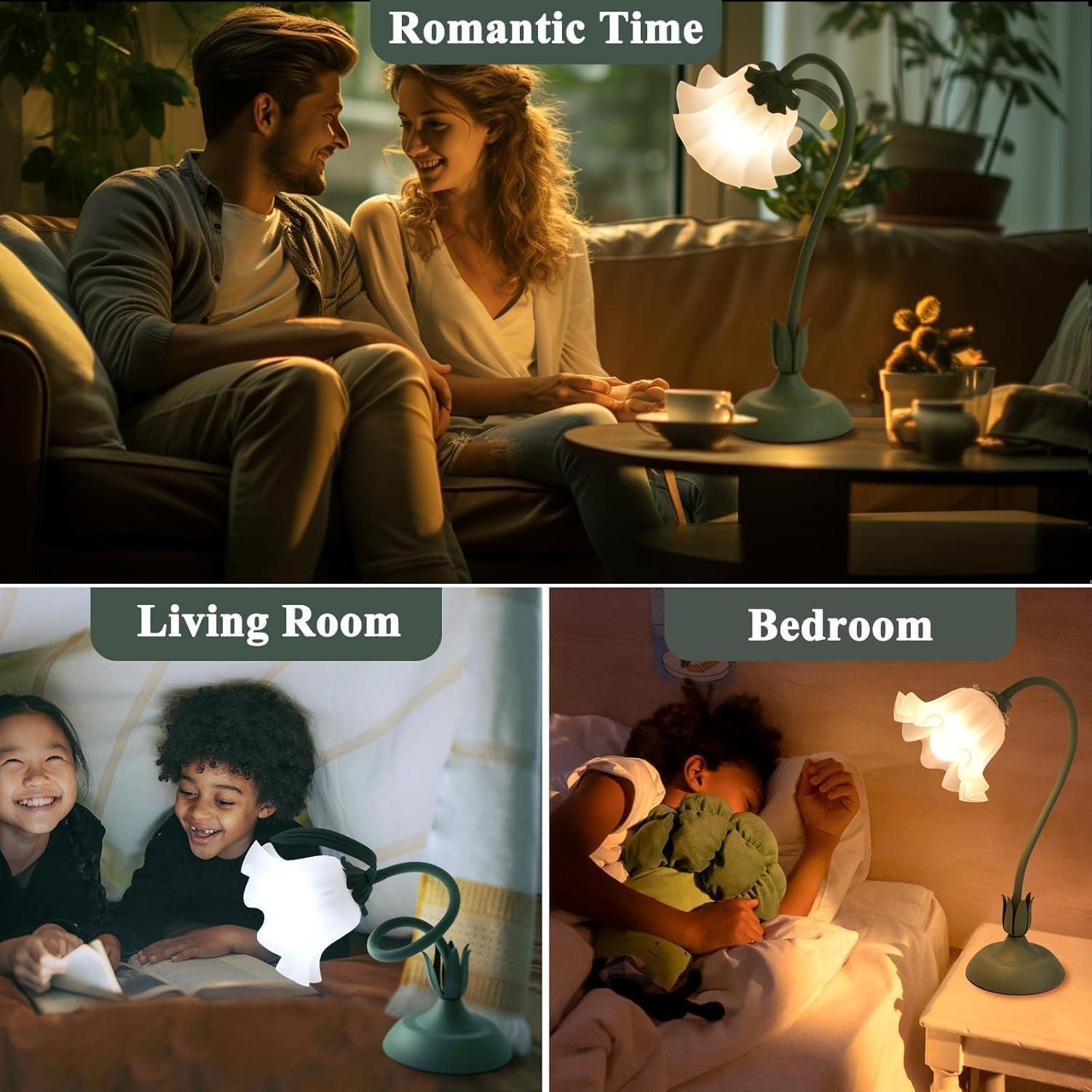 Lámpara de Mesa Floral Vintage 2Pack con 3 Brillos E26