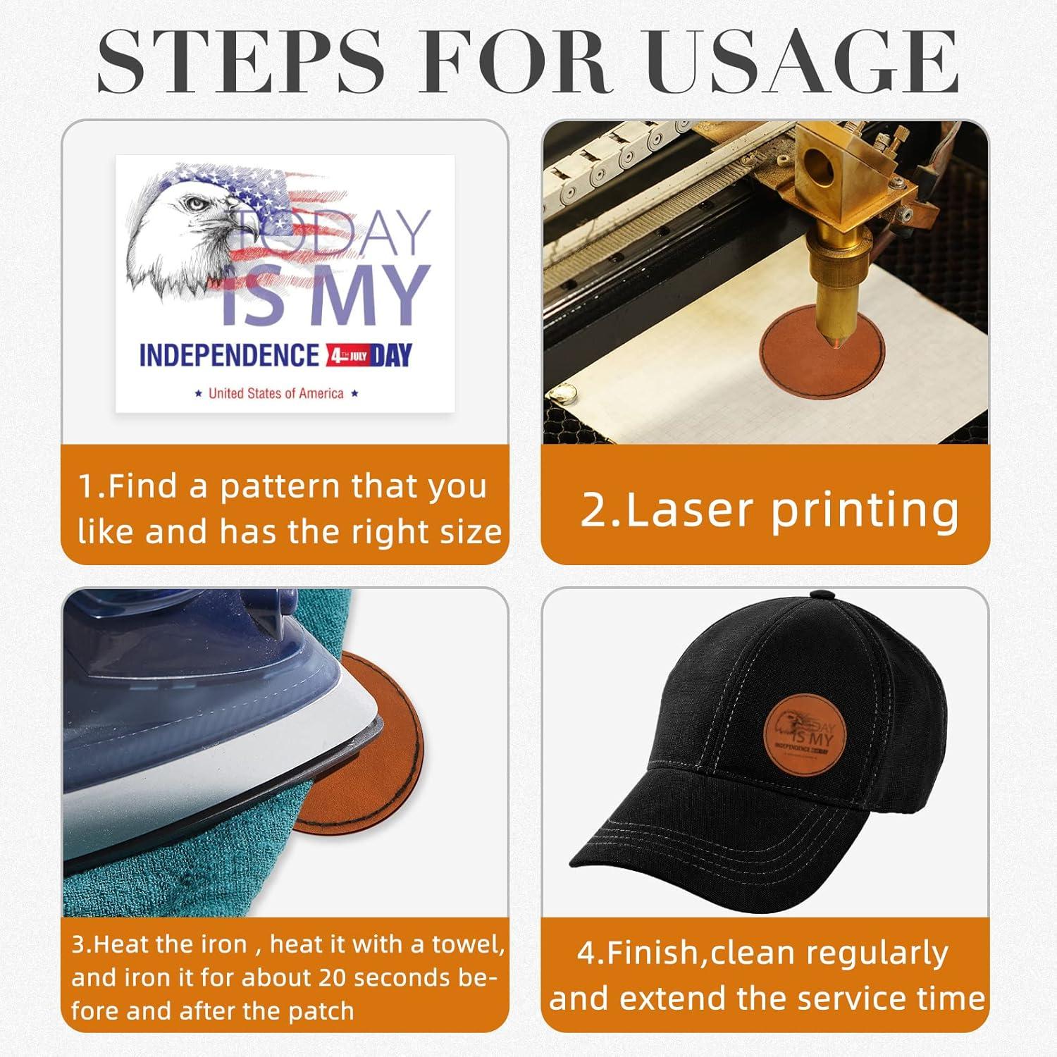 100 Parches Redondos de Cuero PU Marrón Dunzy 6.3 cm Adhesivos