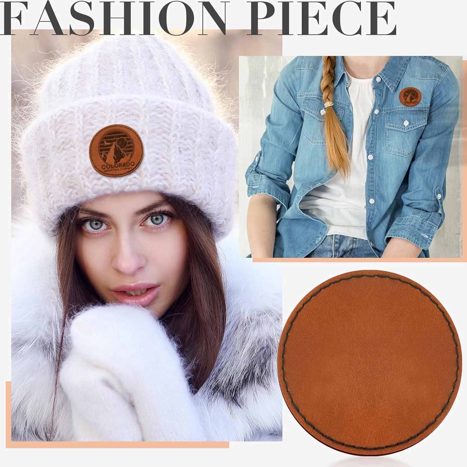 100 Parches Redondos de Cuero PU Marrón Dunzy 6.3 cm Adhesivos