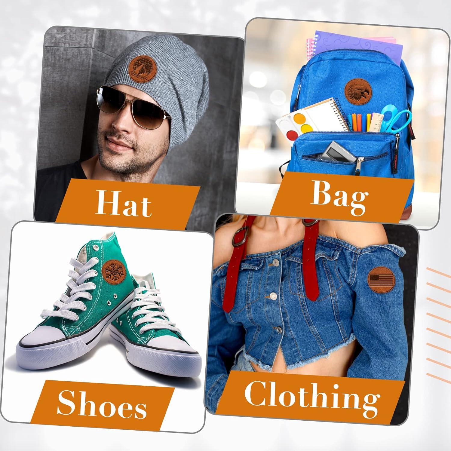 100 Parches Redondos de Cuero PU Marrón Dunzy 6.3 cm Adhesivos