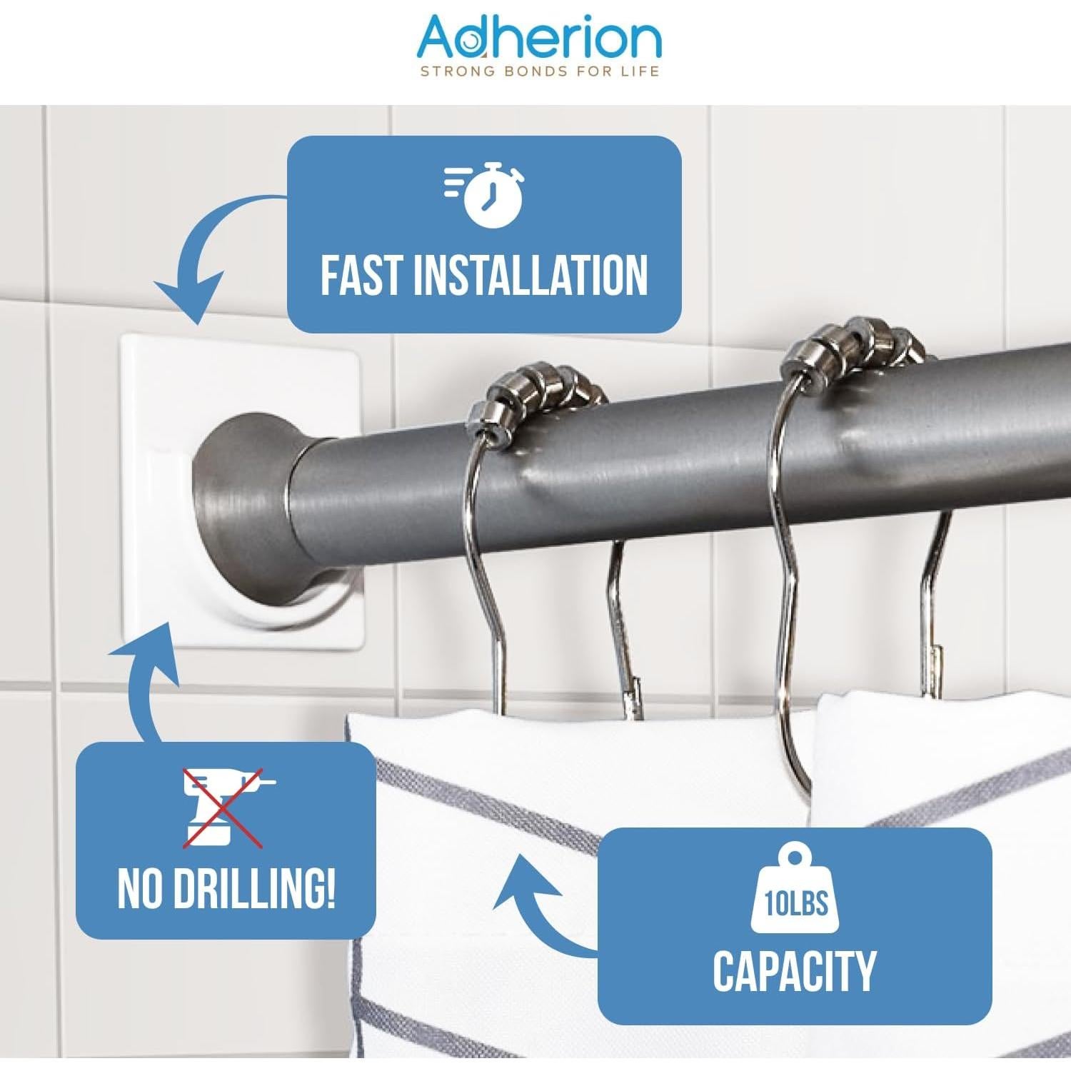 Soporte Adhesivo para Varilla de Cortina de Ducha Adherion - Crema