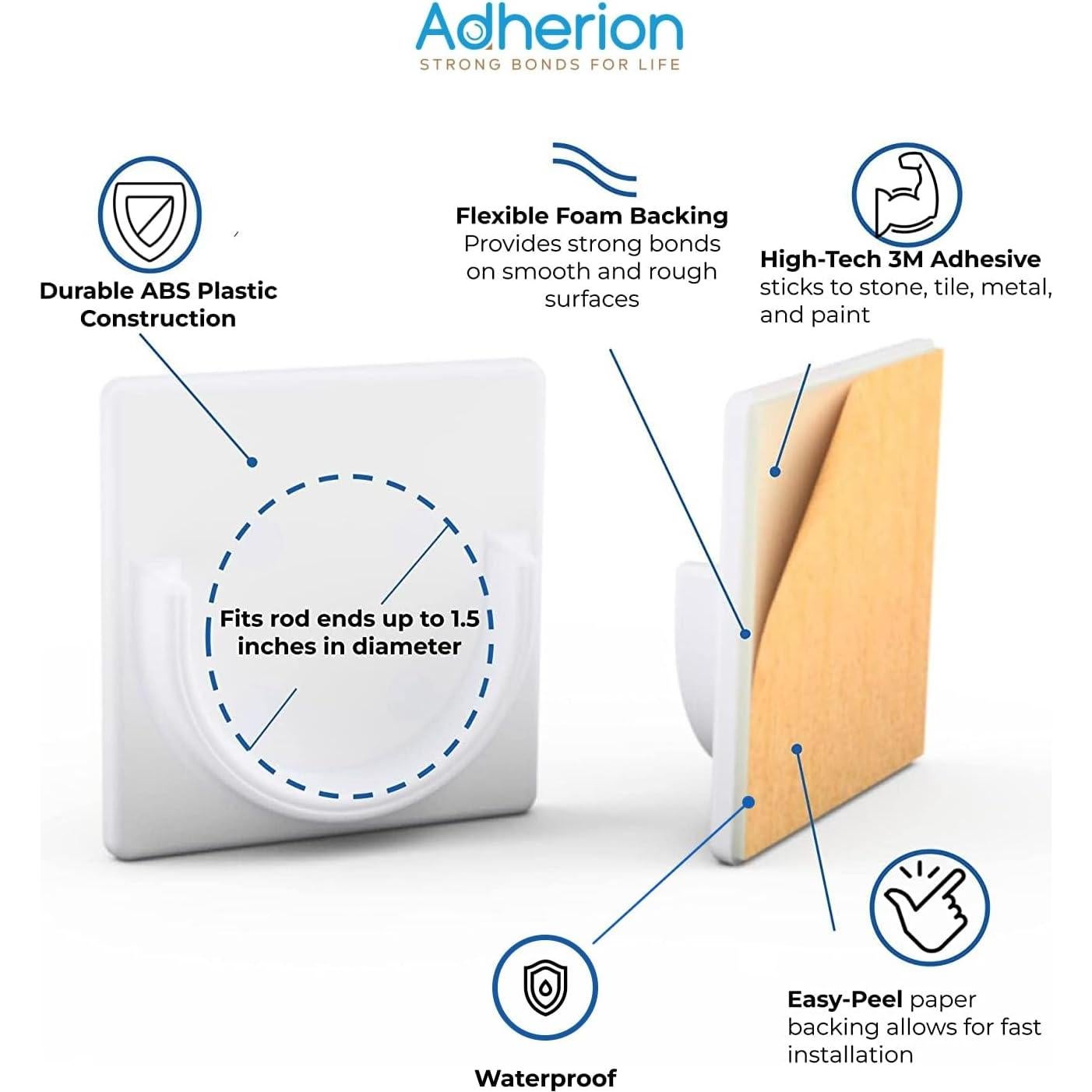Soporte Adhesivo para Varilla de Cortina de Ducha Adherion - Crema