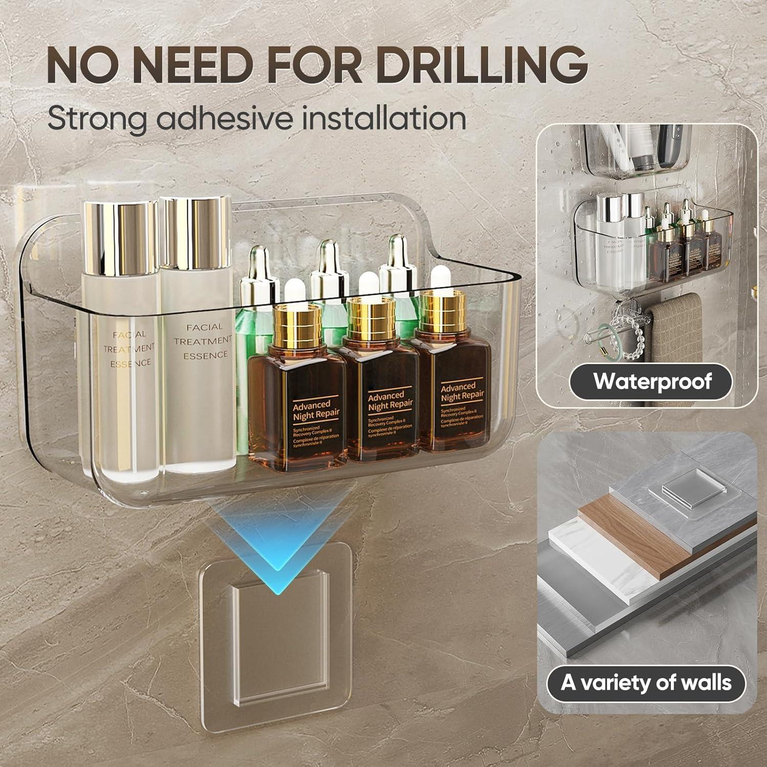 Caddy de Ducha Plaitaoai Transparente, Organizador de Baño 6 Piezas