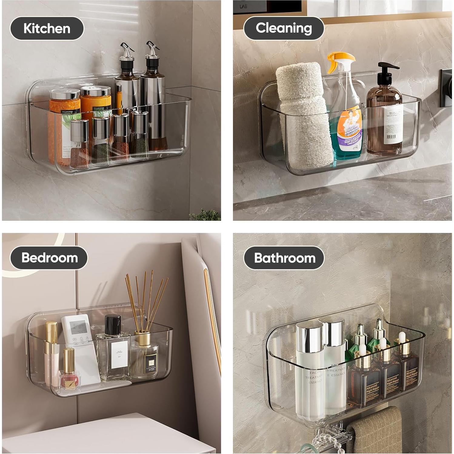 Caddy de Ducha Plaitaoai Transparente, Organizador de Baño 6 Piezas