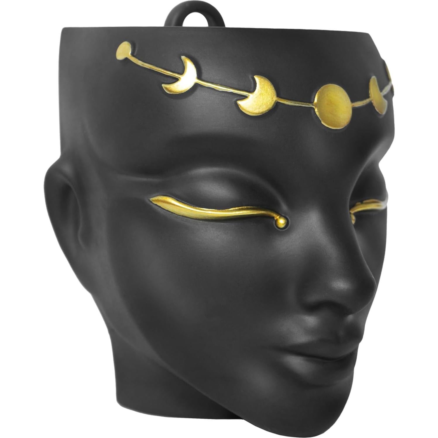 Maceta Cabeza Bossa Linda 18 cm Negra para Flores y Suculentas