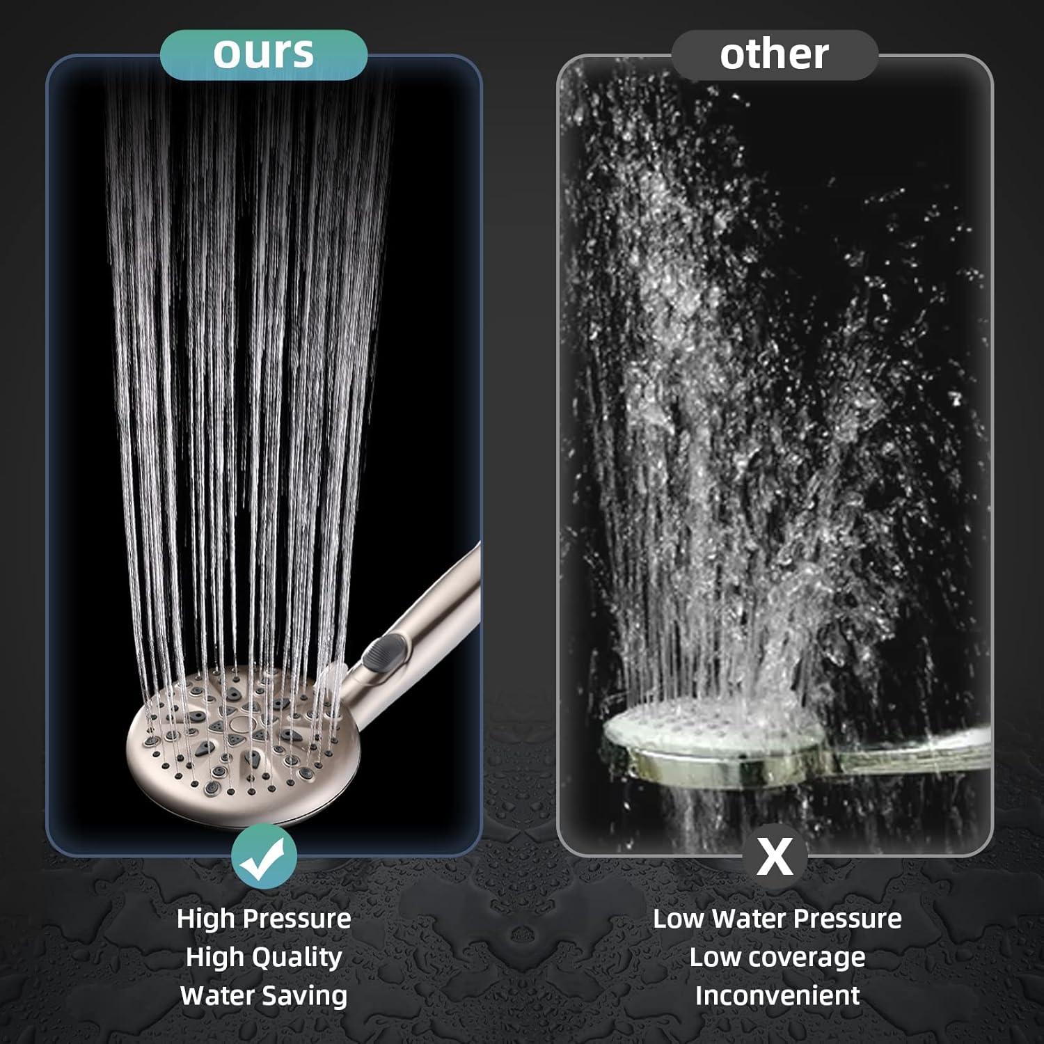 Cabezal de Ducha Cobbe Alta Presión 9 Modos Niquel Cepillado