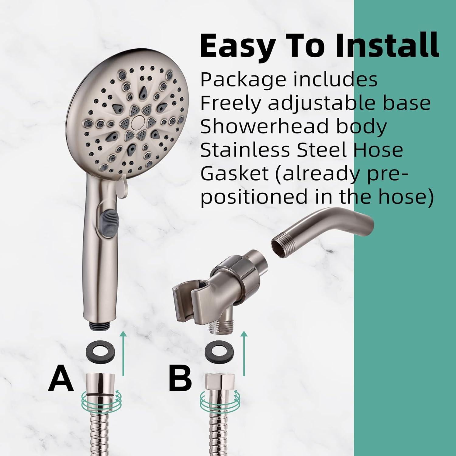 Cabezal de Ducha Cobbe Alta Presión 9 Modos Niquel Cepillado