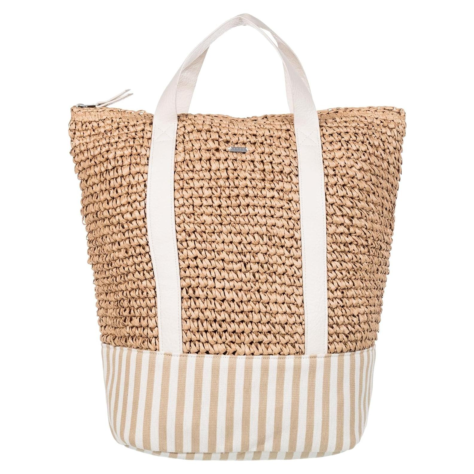 Bolsa de playa Roxy para mujer - Paja y lona - Ligera y transpirable