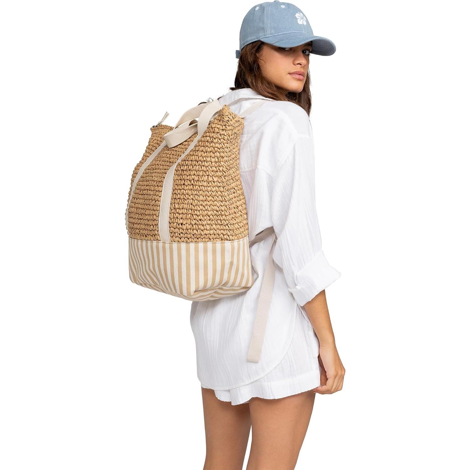 Bolsa de playa Roxy para mujer - Paja y lona - Ligera y transpirable