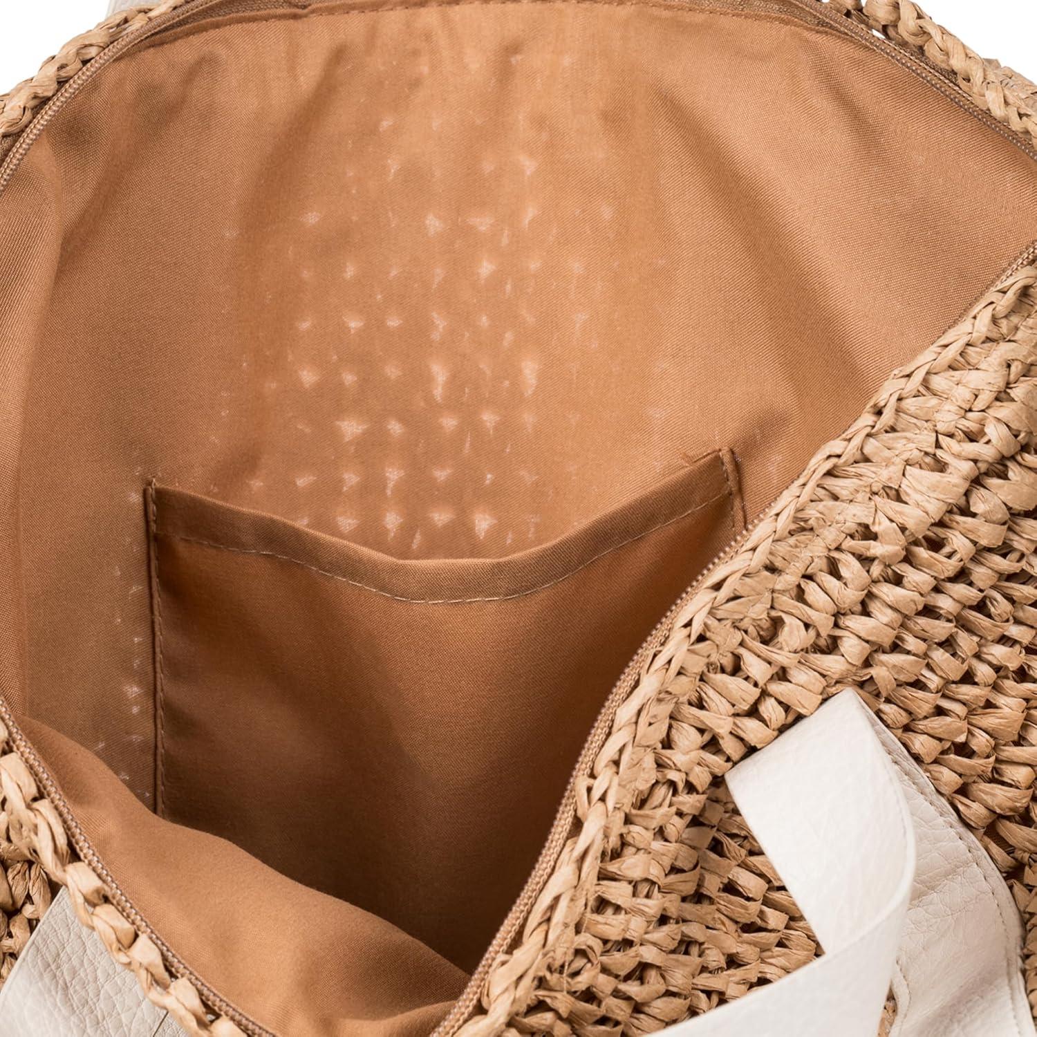 Bolsa de playa Roxy para mujer - Paja y lona - Ligera y transpirable