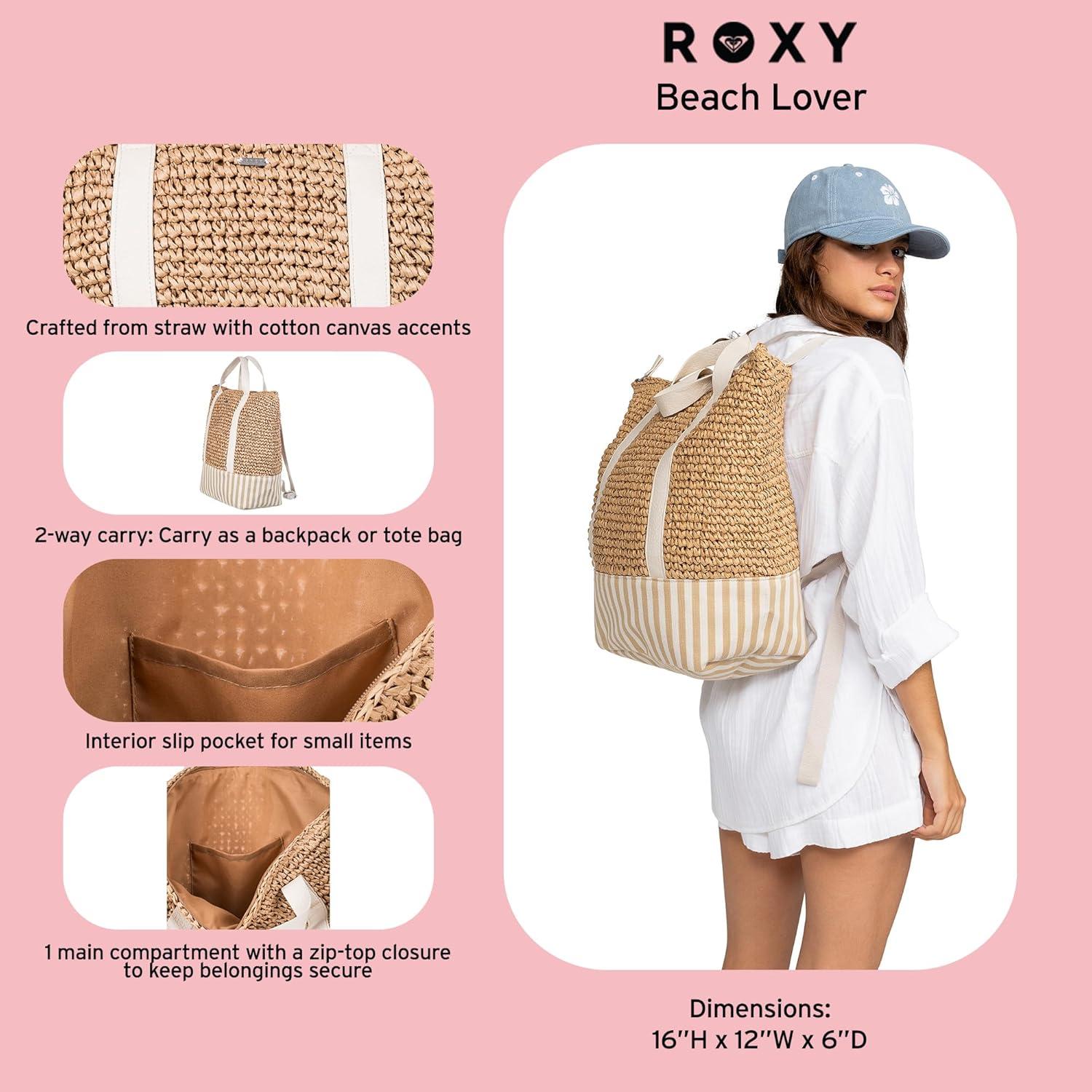 Bolsa de playa Roxy para mujer - Paja y lona - Ligera y transpirable