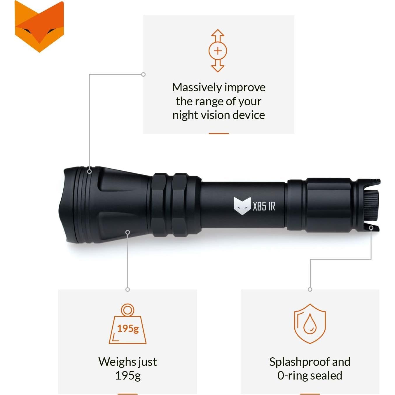 Linterna Infrarroja Nightfox XB5 5W | 850nm | Uso con Visión Nocturna