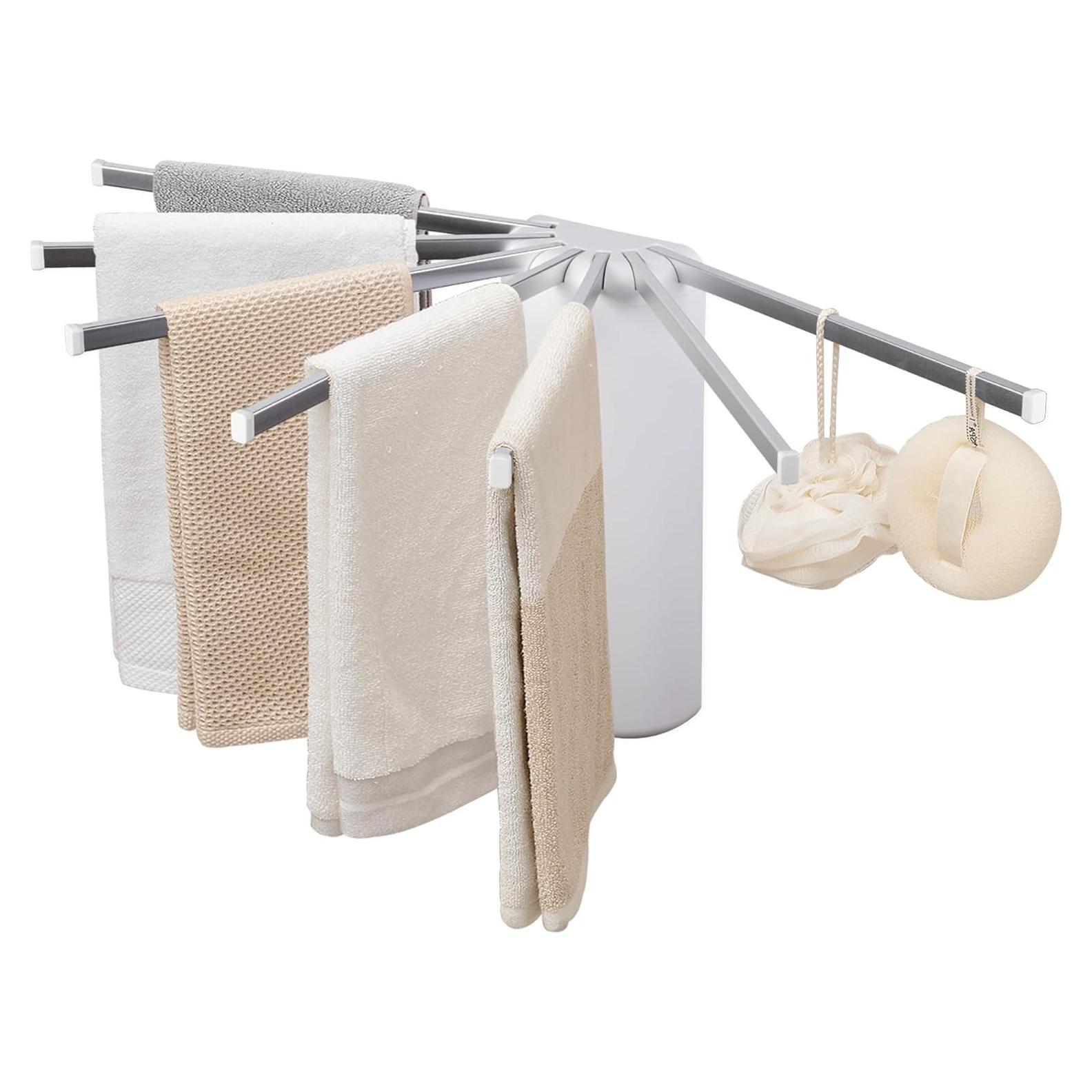 Estante de Secado de Ropa Plegable LEQ Montado en Pared 7 Varillas