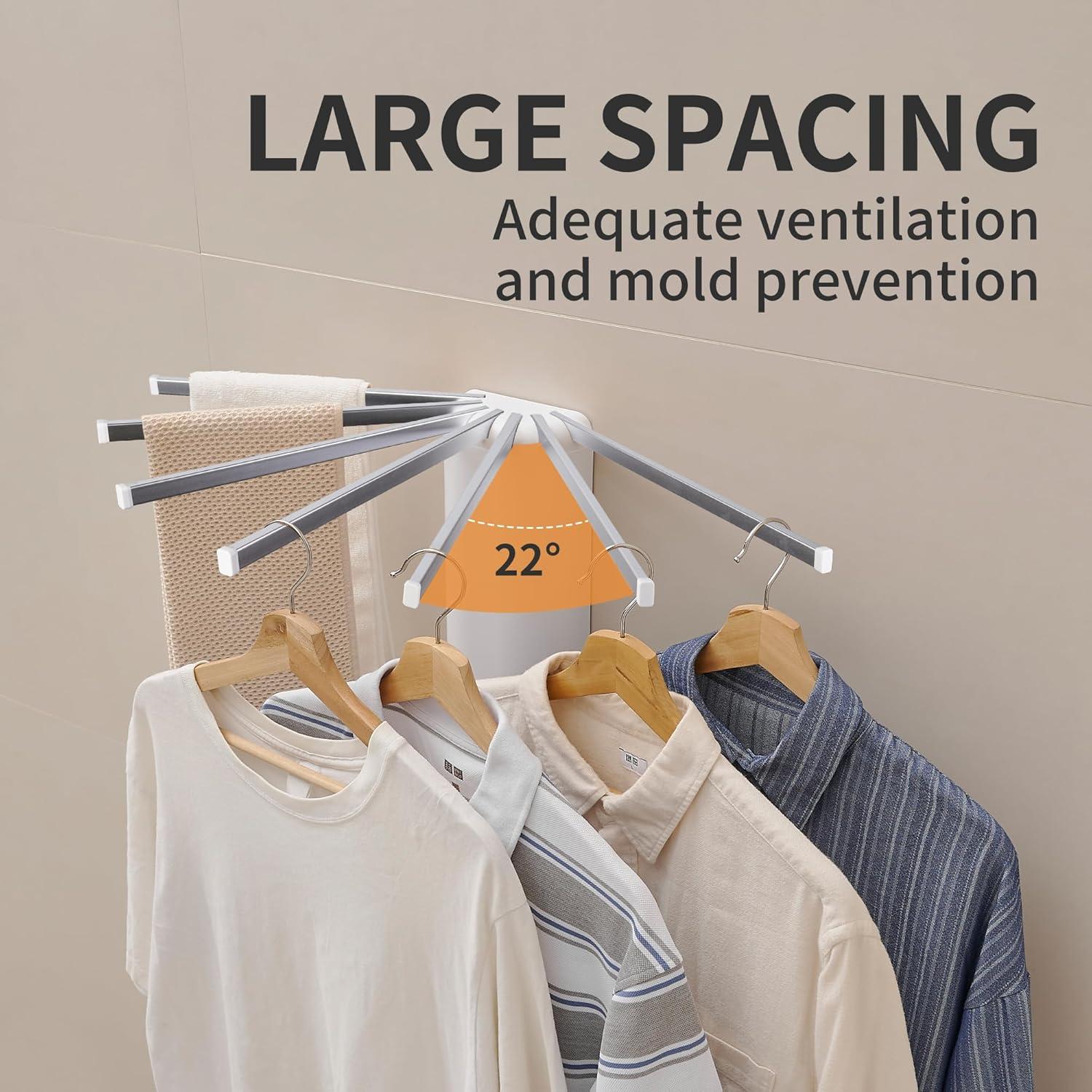 Estante de Secado de Ropa Plegable LEQ Montado en Pared 7 Varillas