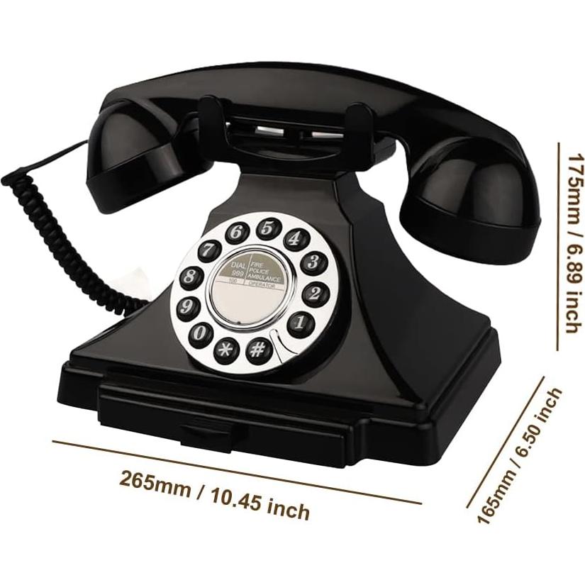 Teléfono Vintage con Cable Artisam 1929S Negro para Oficina