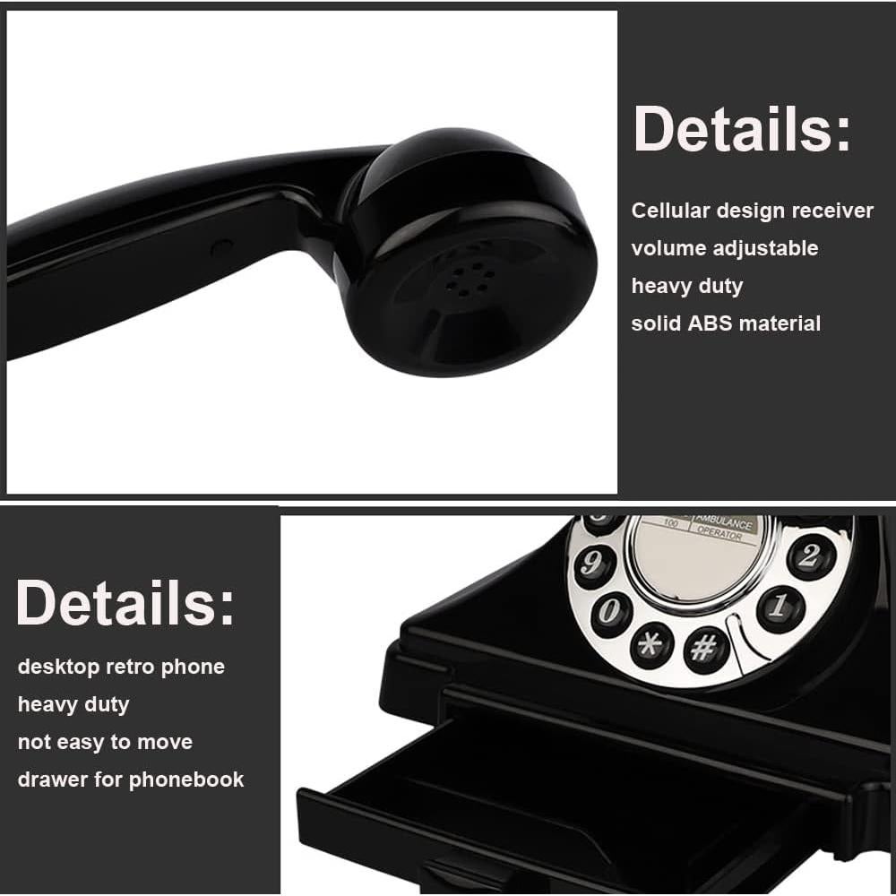Teléfono Vintage con Cable Artisam 1929S Negro para Oficina