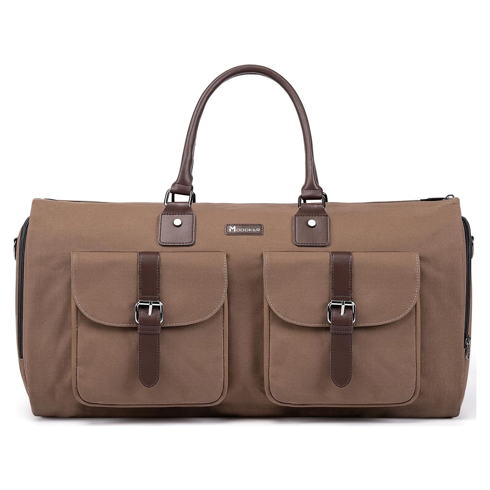 Bolsa de viaje convertible Modoker 45L, lona resistente marrón
