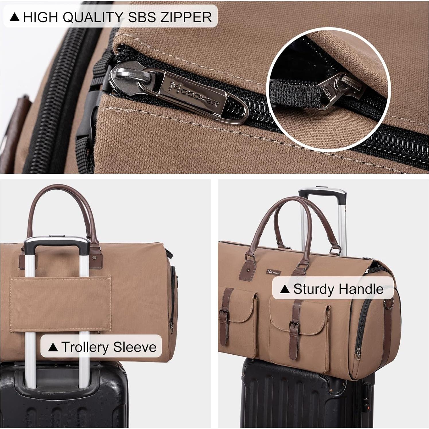 Bolsa de viaje convertible Modoker 45L, lona resistente marrón