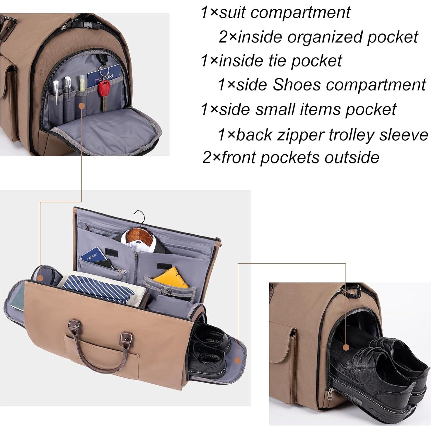 Bolsa de viaje convertible Modoker 45L, lona resistente marrón