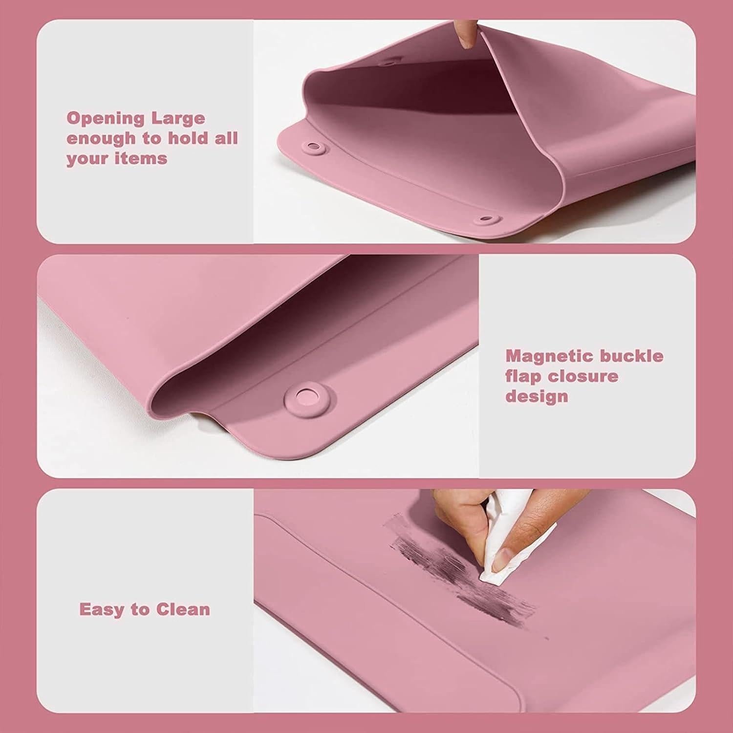 Bolsa de Maquillaje de Silicona Impermeable Rosa 26x29cm