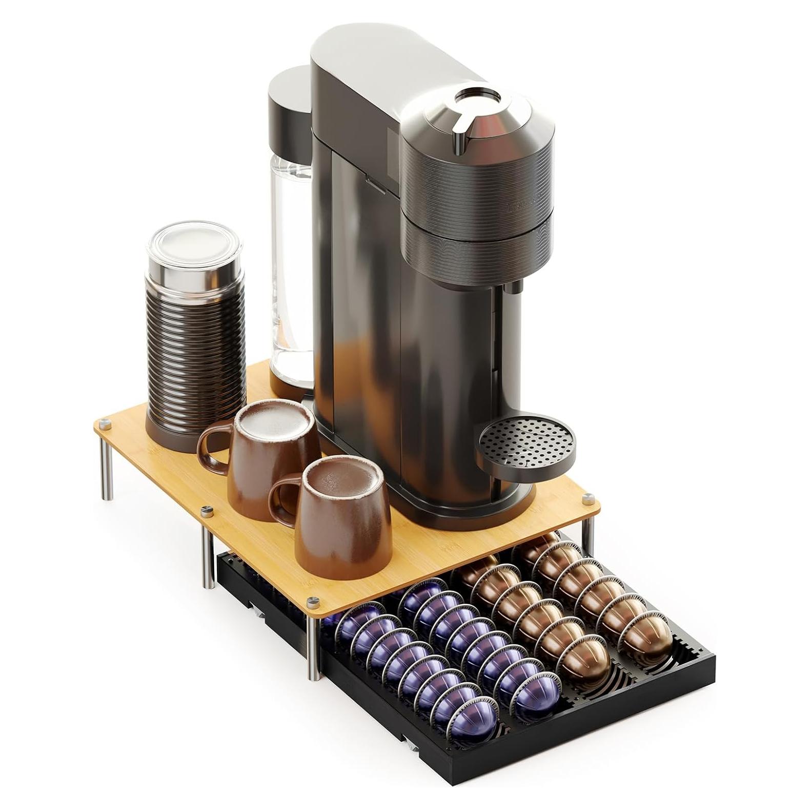 Soporte Organizador de Pods de Café SpaceAid Bambú Negro